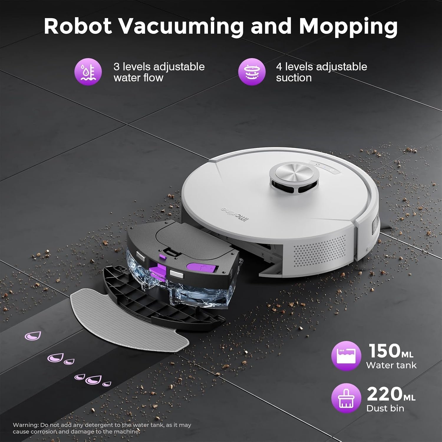 iMartine D16S MAX Robot Vacuum and Mop Combo – 18,000Pa Suction with Bagless Self-Emptying & LiDAR Navigation – D16S MAX - Image 7