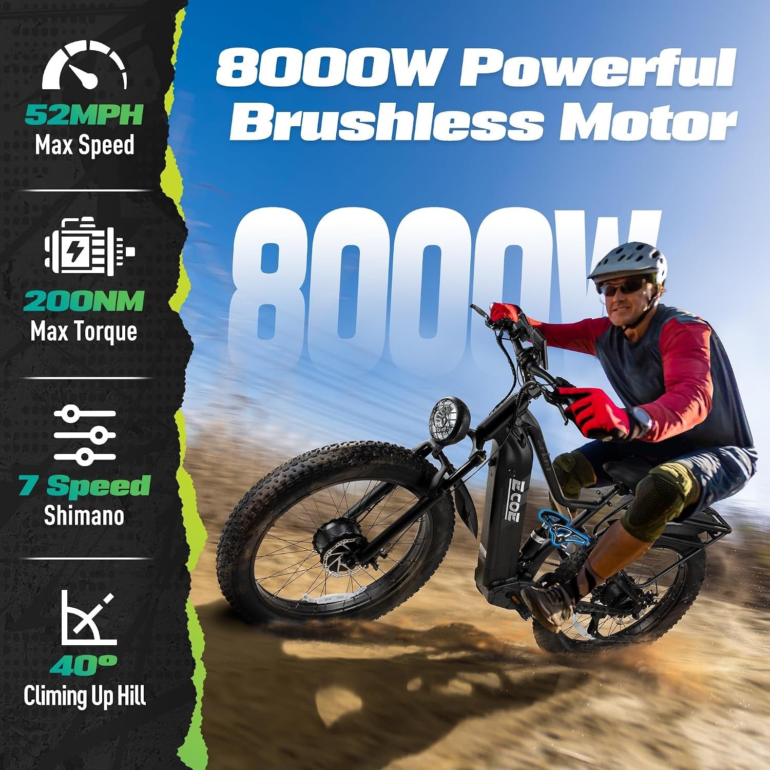 EcoE Ec-6650 Electric Bike – 8000W Dual Motor with 60V 32Ah Battery & 50 MPH – Ec-6650 - Image 2