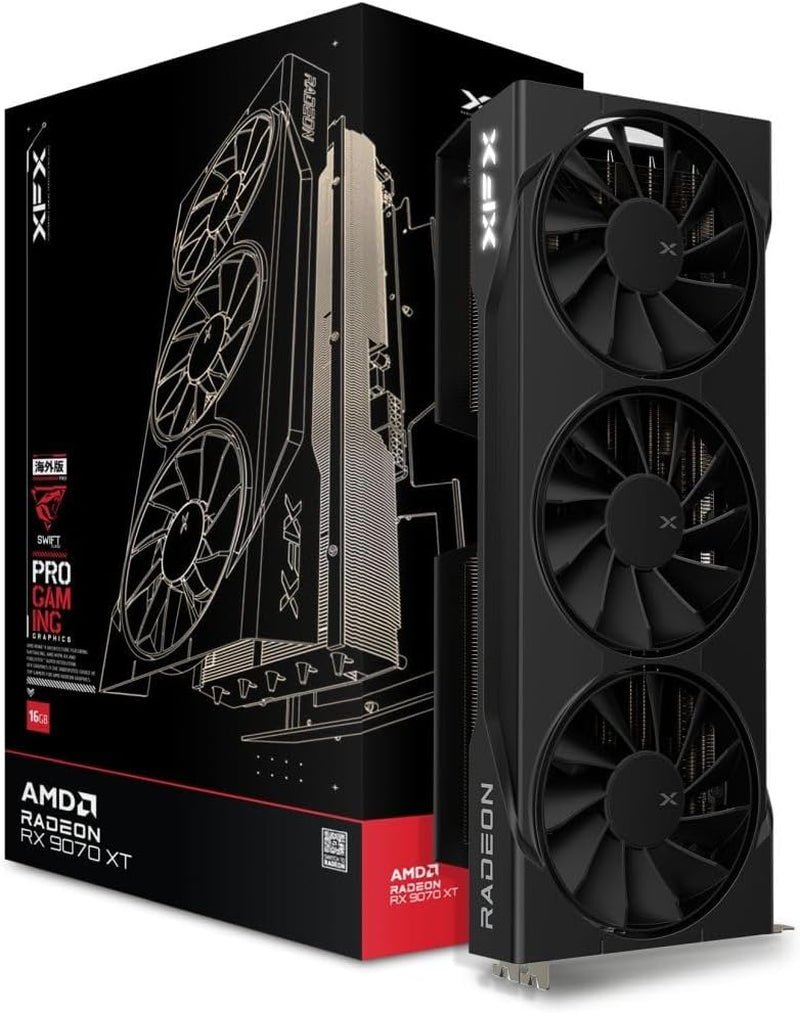 XFX Swift AMD Radeon RX 9070 XT Triple Fan Gaming Edition Graphics Card – 16GB GDDR6 with RDNA 4 & 2970 MHz Boost – RX-97TSWF3B9