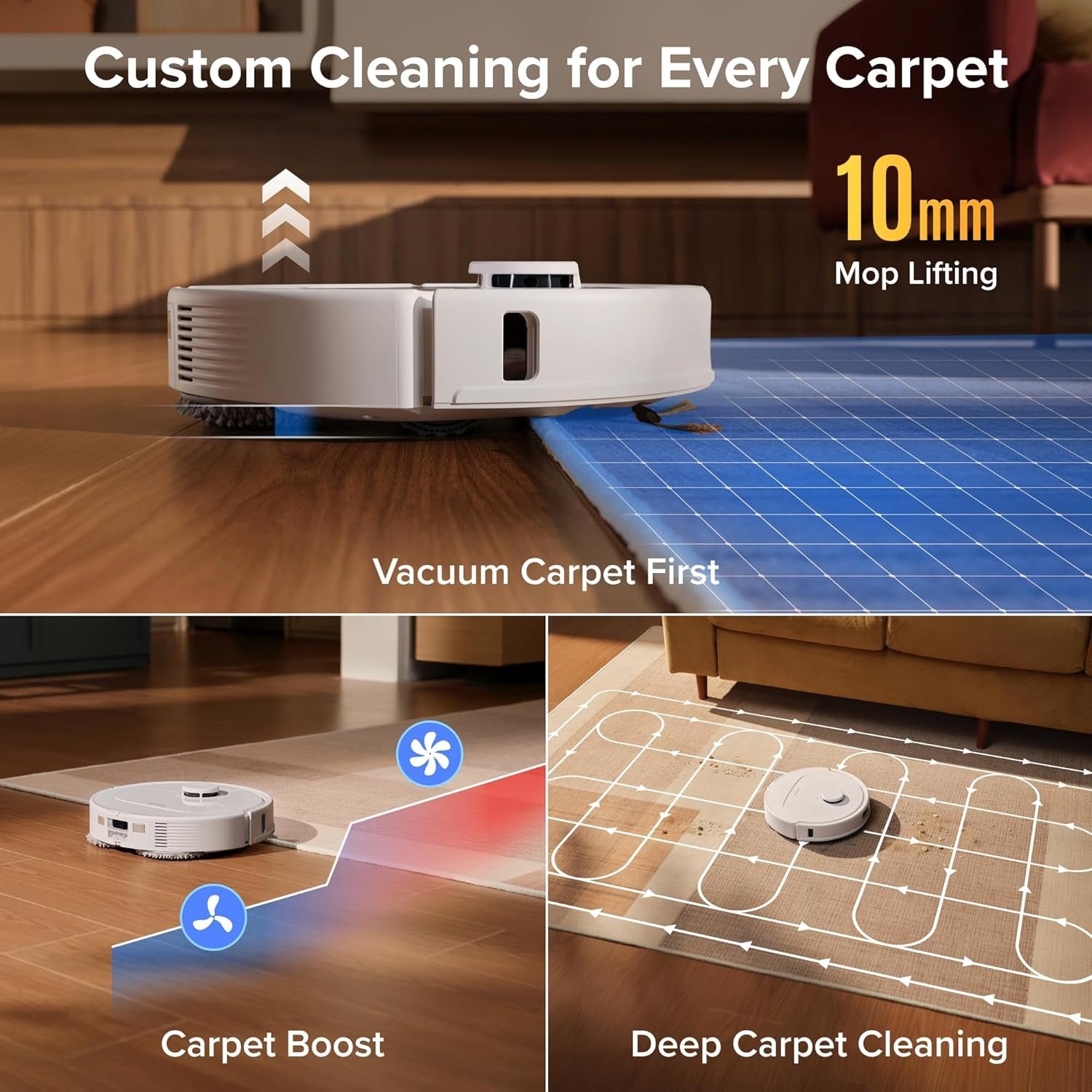 roborock Qrevo S Pro Robot Vacuum and Mop – 18,500Pa Suction with 167°F Mop Self-Cleaning & Anti-Tangle Brushes – White - Image 7