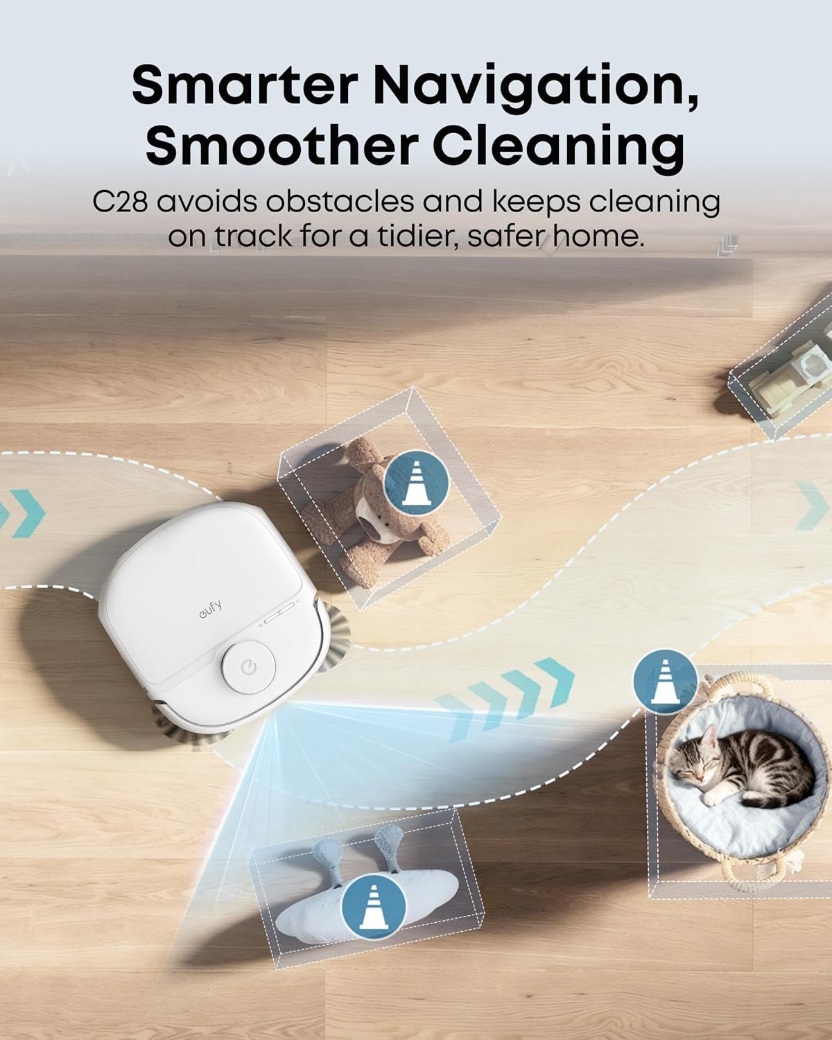 eufy C28 Robot Vacuum and Mop Combo – 15,000 Pa with HydroJet Roller Mop & 75-Day Hands-Free Cleaning – White - Image 7