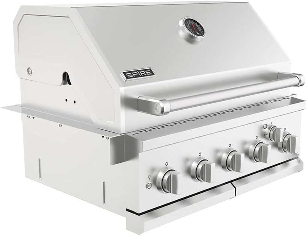 SPIRE 30″ Built-in 5 Burner Dual Fuel Grill – All 304 Stainless Steel Body with 750 Sq In Cooking Area & Rear Burner – 740-0788P