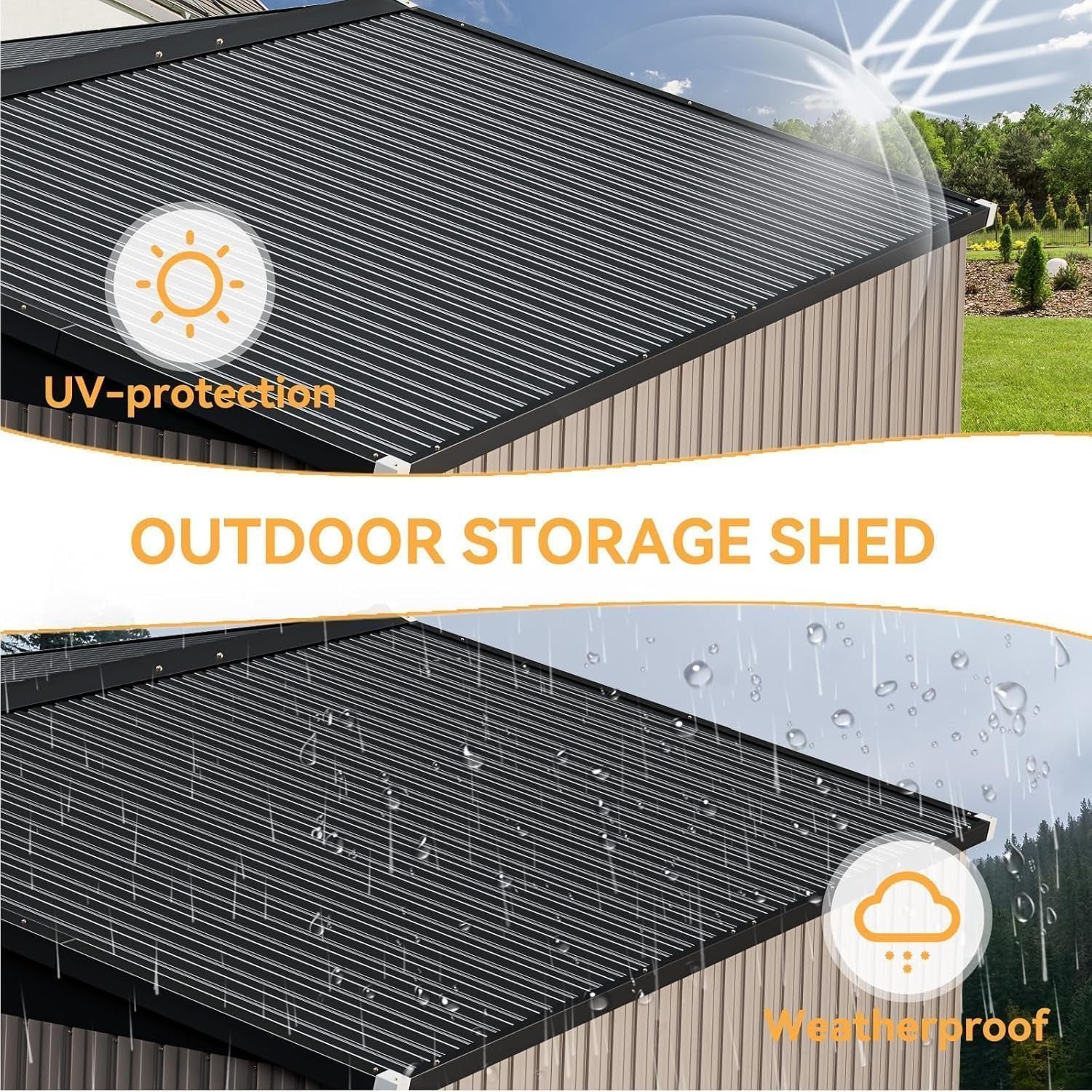 Aoxun 12×10 FT Outdoor Storage Shed – Metal Garden Shed with Double Hinged Doors for Lawn Tools, Bikes & Patio Furniture - Image 4