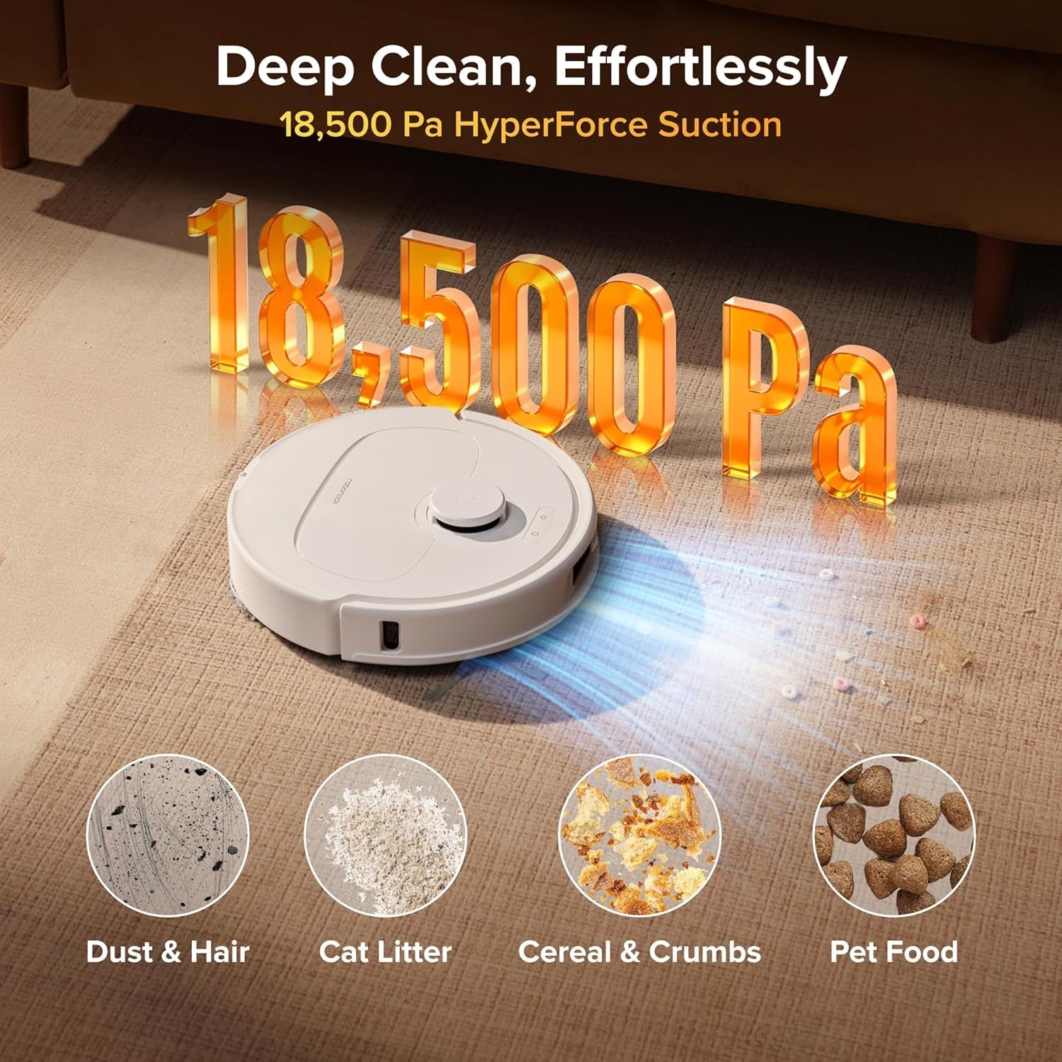 roborock Qrevo S Pro Robot Vacuum and Mop – 18,500Pa Suction with 167°F Mop Self-Cleaning & Anti-Tangle Brushes – White - Image 3