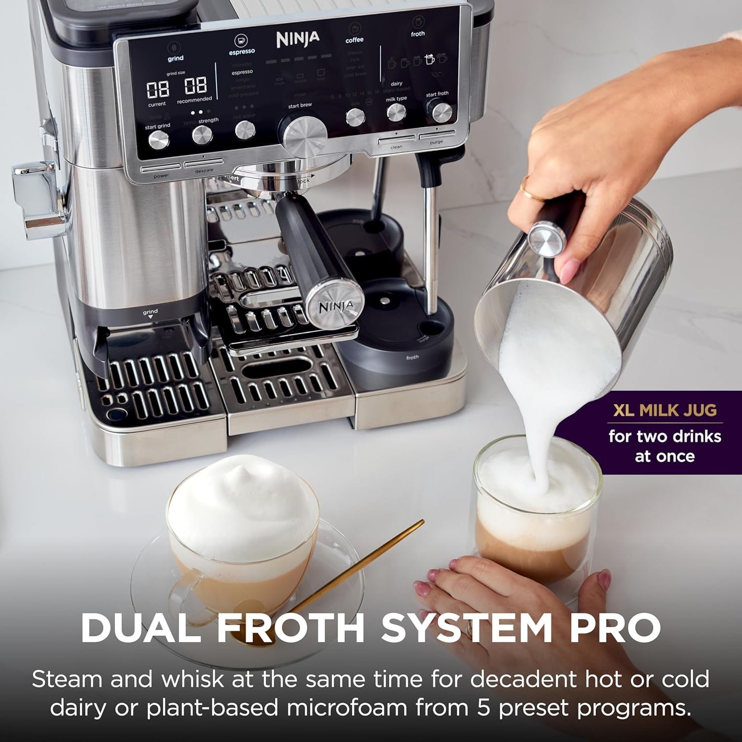Ninja Luxe Café Pro Series – 4-in-1 Espresso Machine with Built-in Grinder & Frother – ES701 - Image 8