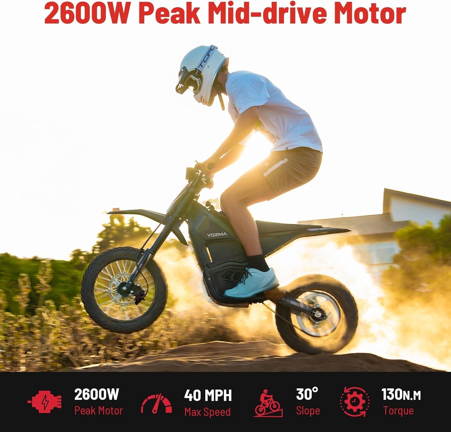 Yozma IN10 Electric Dirt Bike – 2600W Peak Motor with 48V 23Ah Battery & 40 MPH Top Speed – IN10 - Image 2