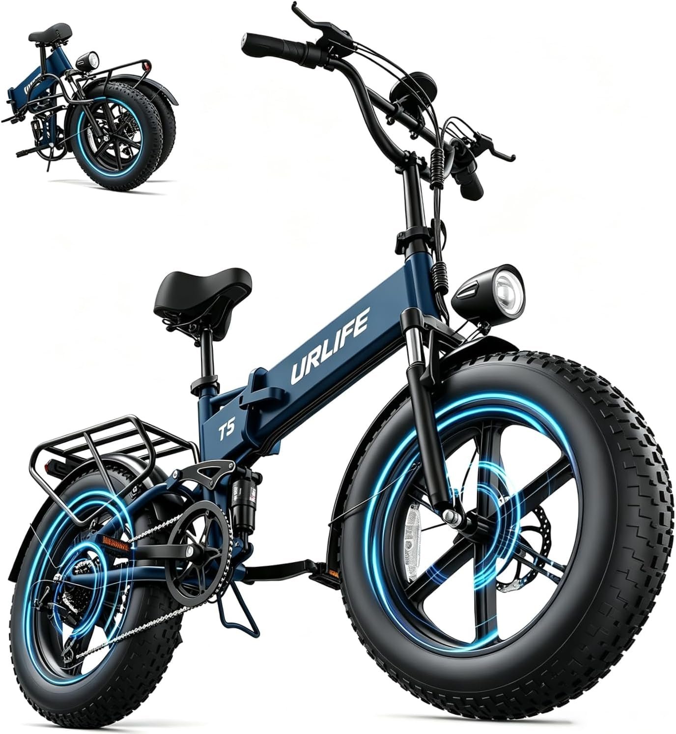 URLIFE T5 Folding Electric Bike – 1500W Peak Motor with 48V 13Ah Battery & 60-80 Mile Range – T5