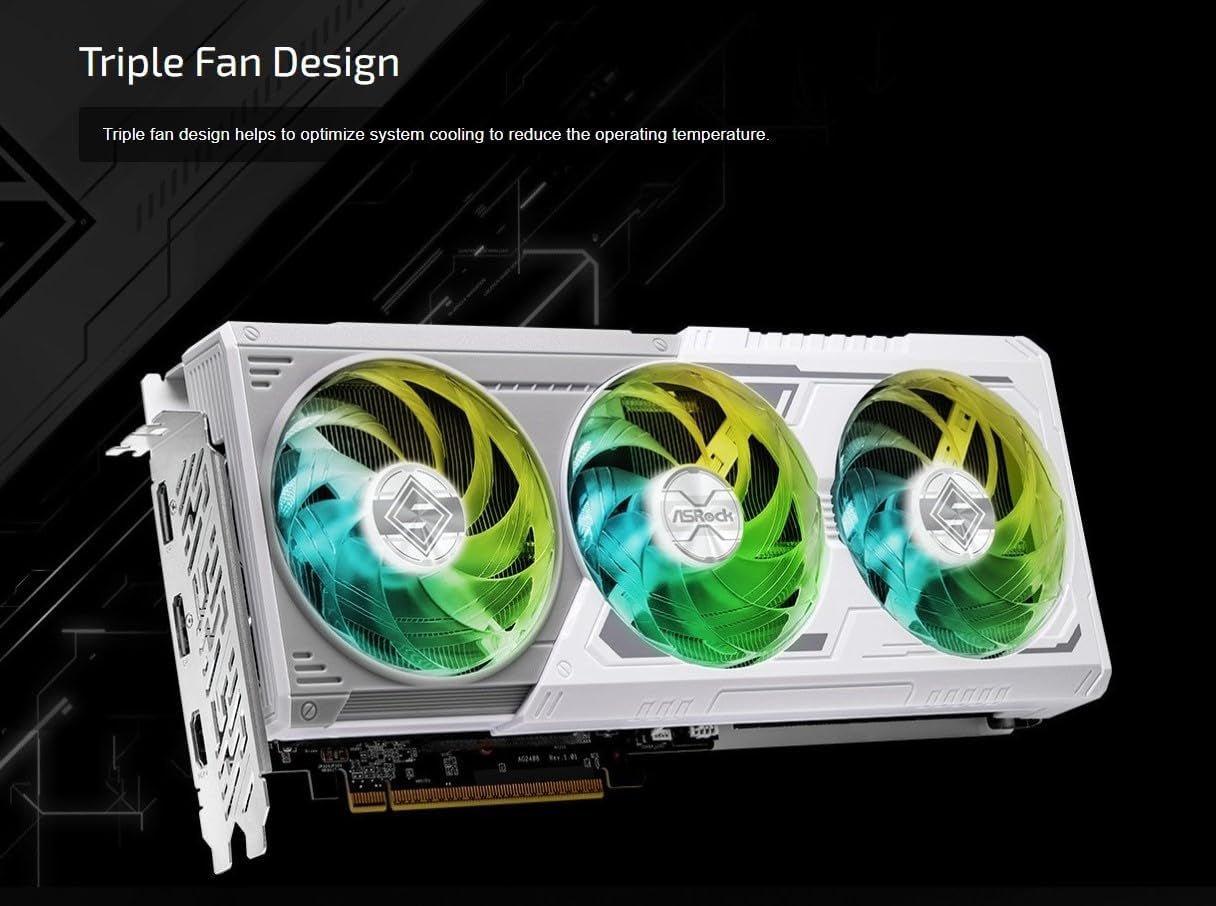 ASRock Radeon RX 9060 XT Steel Legend 16GB GDDR6 OC Graphics Card – 3275 MHz Boost with Triple Fan 0dB Cooling & Polychrome SYNC RGB – RX9060XT SL 16GO - Image 5