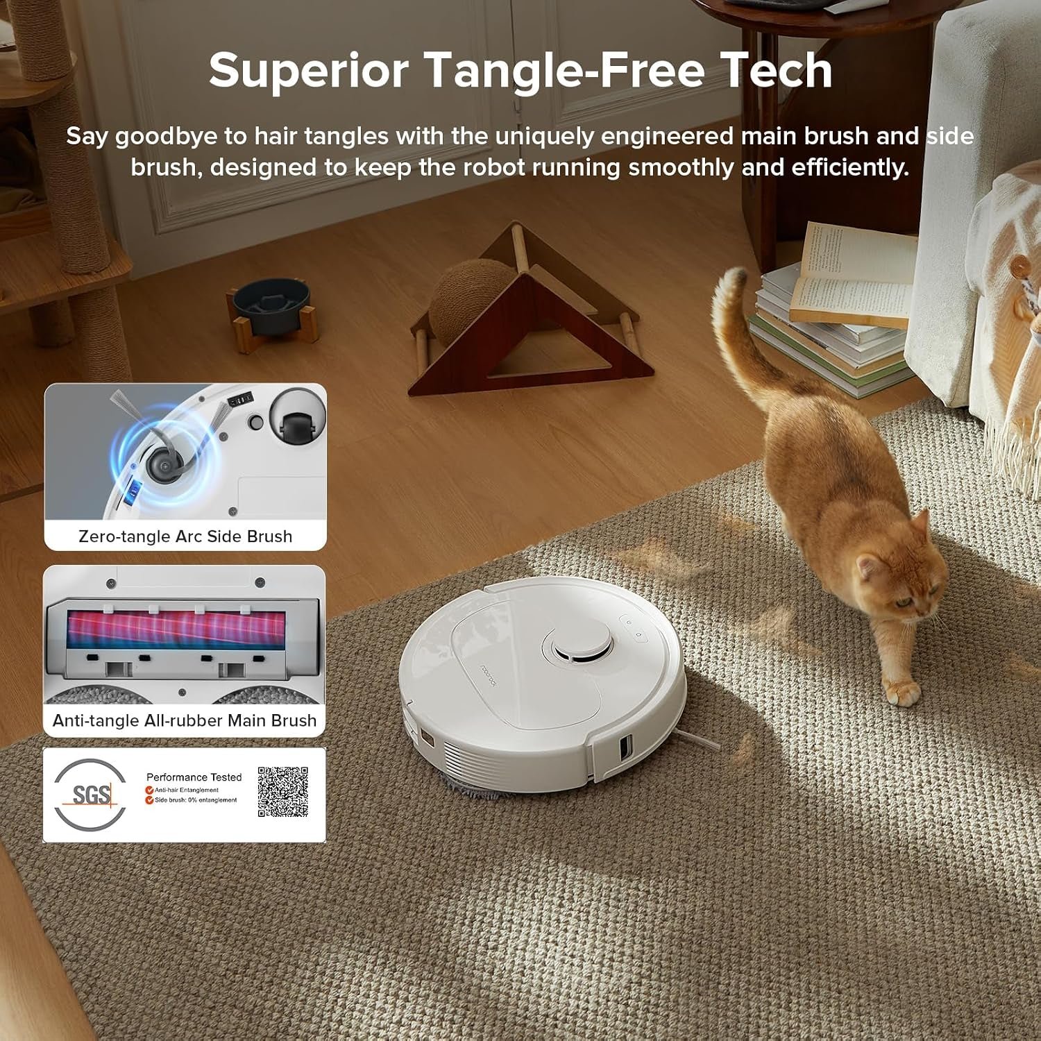 roborock QV 35A Robot Vacuum and Mop Combo – 8000Pa Suction with All-in-One Dock & Anti-Tangle Brushes – White - Image 5