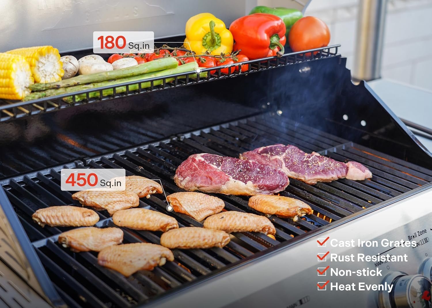 Monument Grills 4+1 Burner Natural Gas Grill – 50,000 BTU with Broil Zone, Knob Lights & 630 Sq In Cooking Area – M415BZNG - Image 5