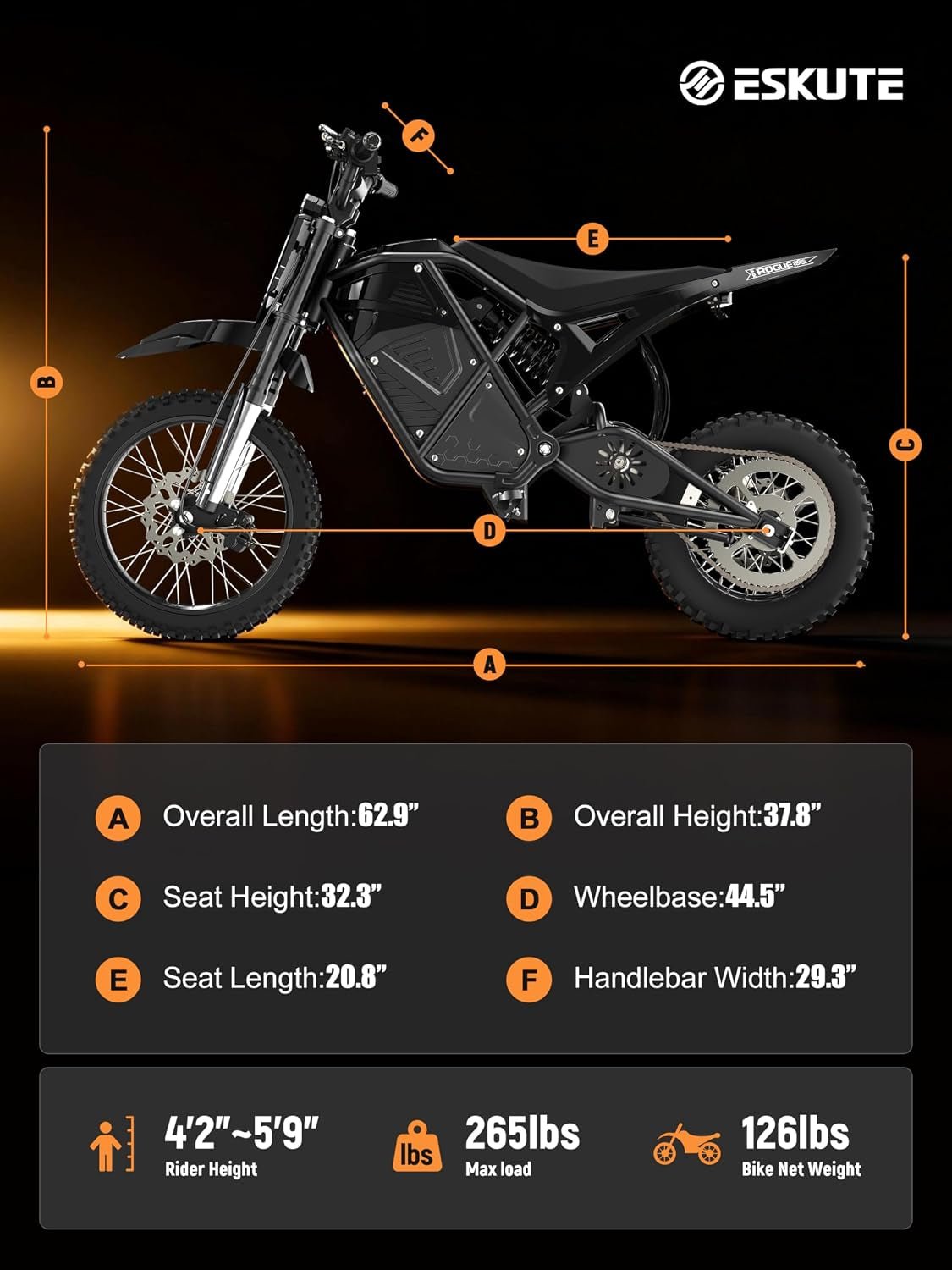 Ligood Nova Mini Electric Dirt Bike – 3500W Peak Motor with 48V 23Ah Battery & 46 MPH – Nova Mini - Image 3