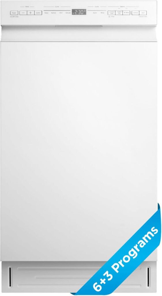 Midea 18 Inch Built-in Dishwasher – 8 Place Settings with Stainless Steel Tub, Heated Dry & 6 Wash Programs – MDF18A1AWW