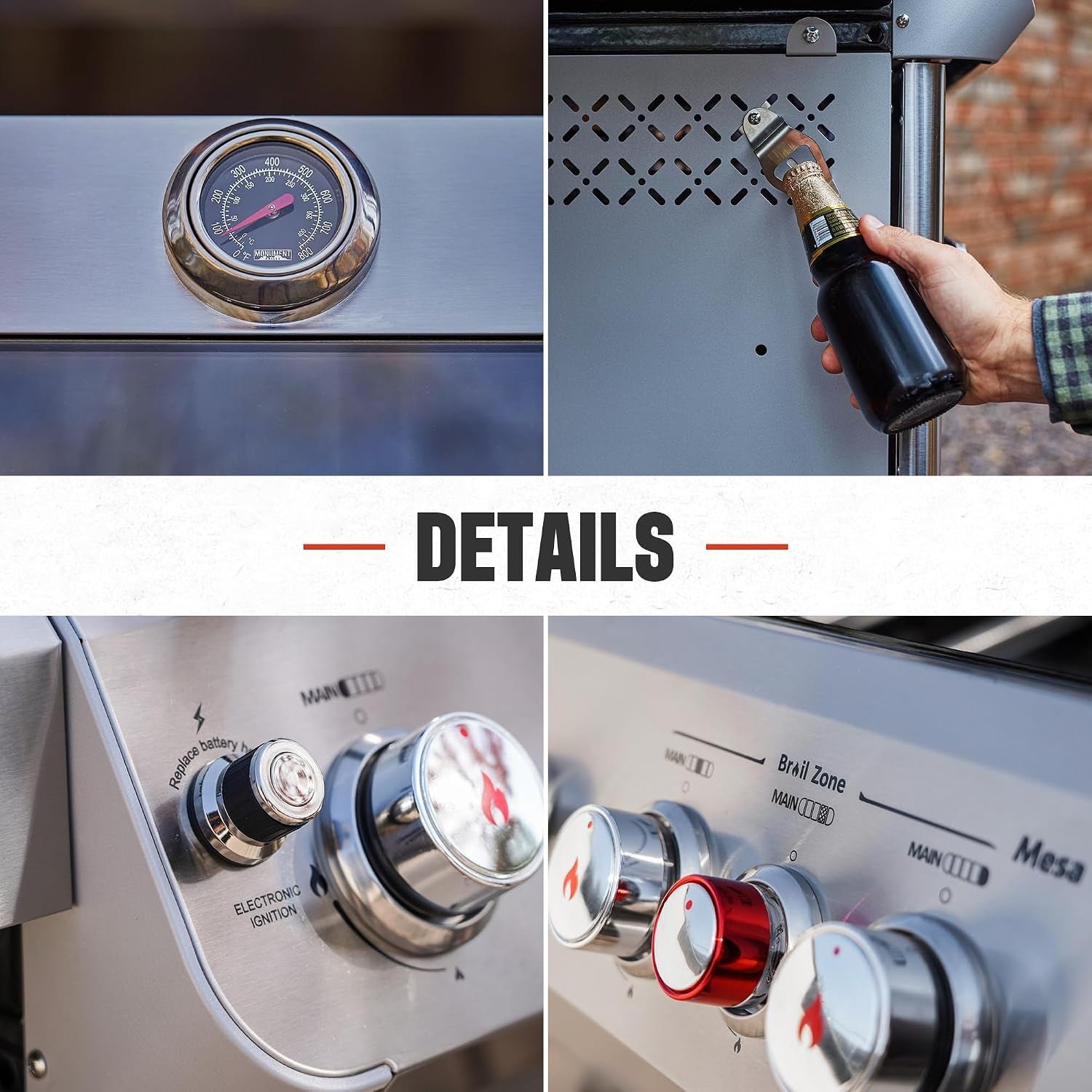 Monument Grills 4+1 Burner Natural Gas Grill – 50,000 BTU with Broil Zone, Knob Lights & 630 Sq In Cooking Area – M415BZNG - Image 9