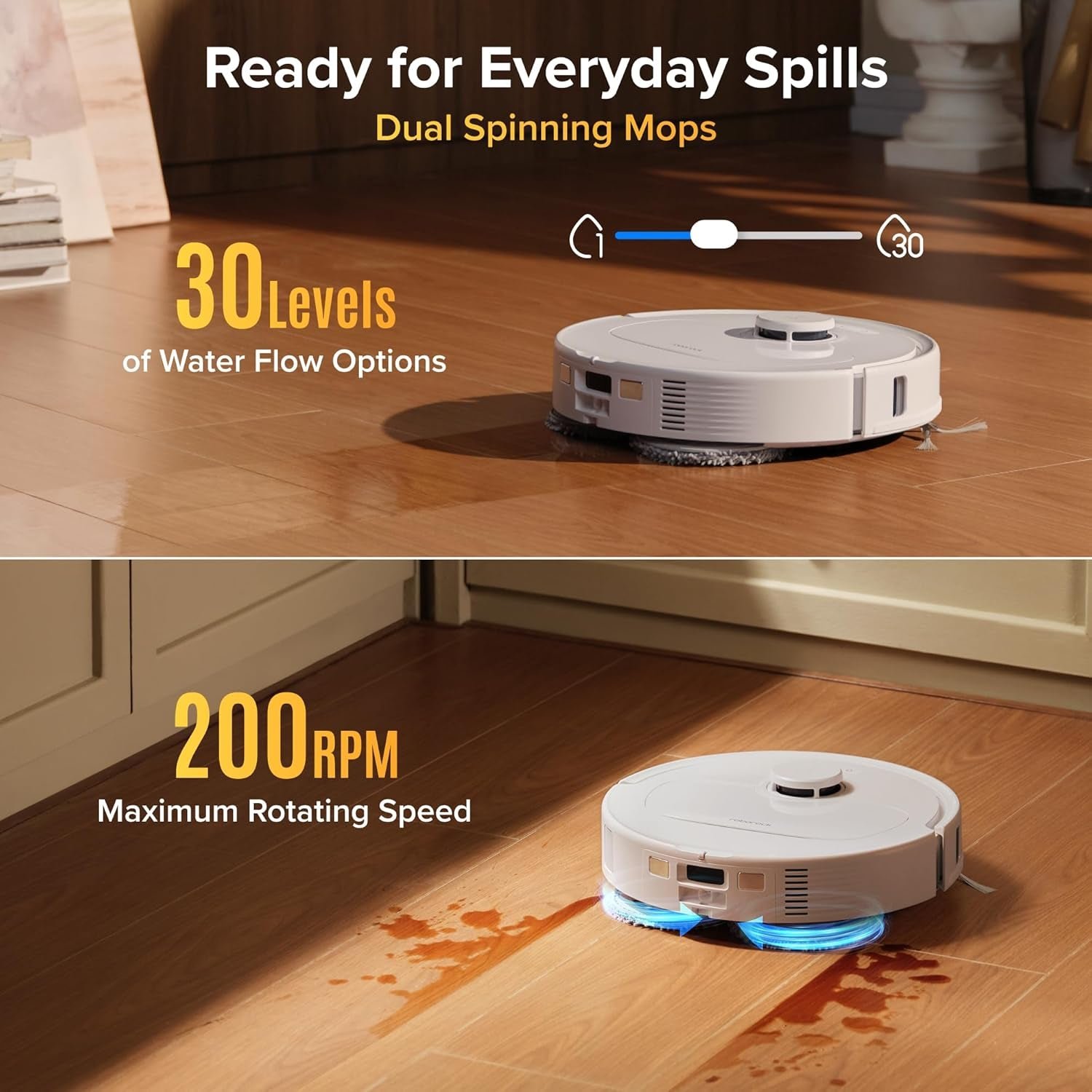 roborock Qrevo S Pro Robot Vacuum and Mop – 18,500Pa Suction with 167°F Mop Self-Cleaning & Anti-Tangle Brushes – White - Image 5