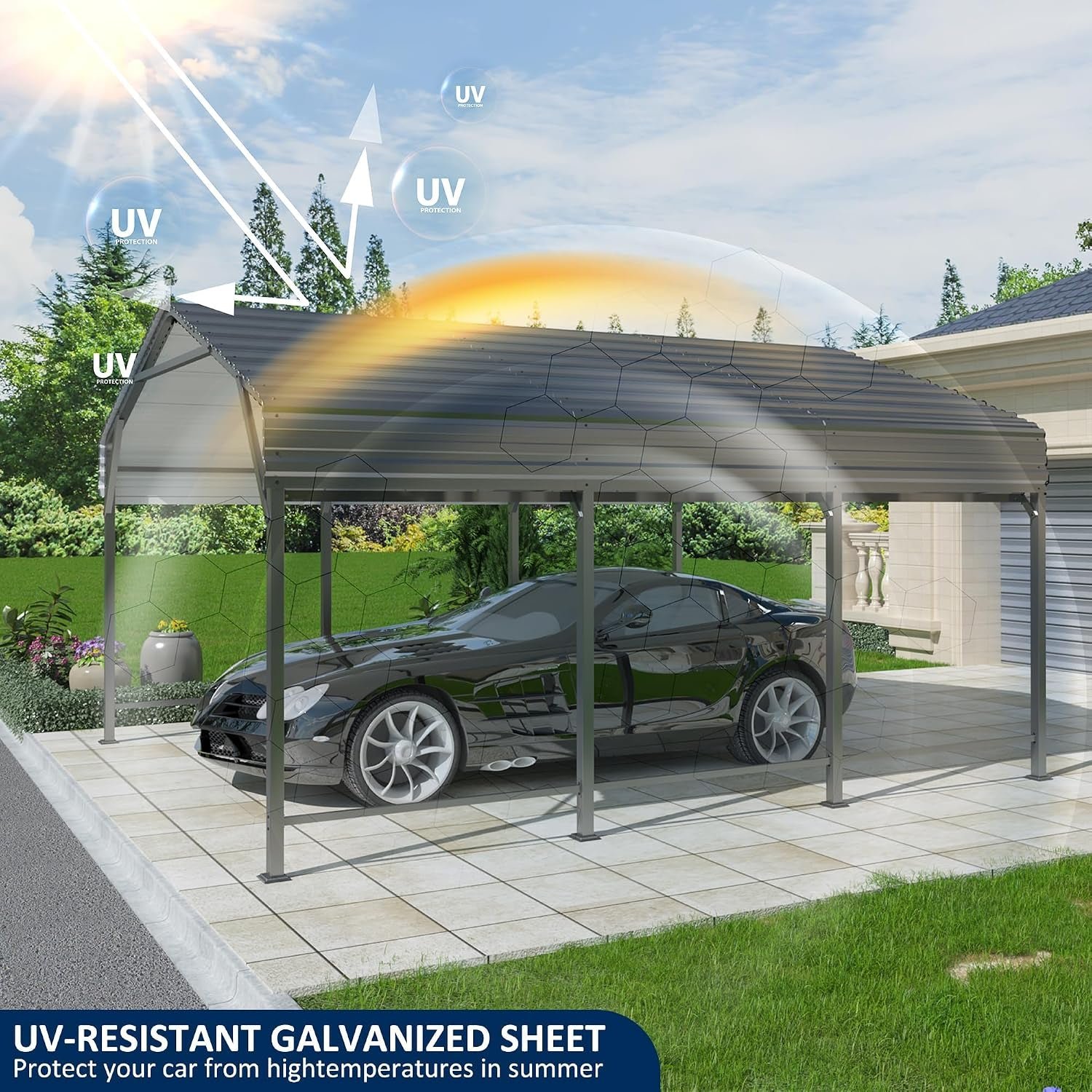 AirWire 20×40 FT Heavy Duty Metal Carport Shelter – Reinforced Steel Garage for Truck, Boat, Tractor & Outdoor Events - Image 5