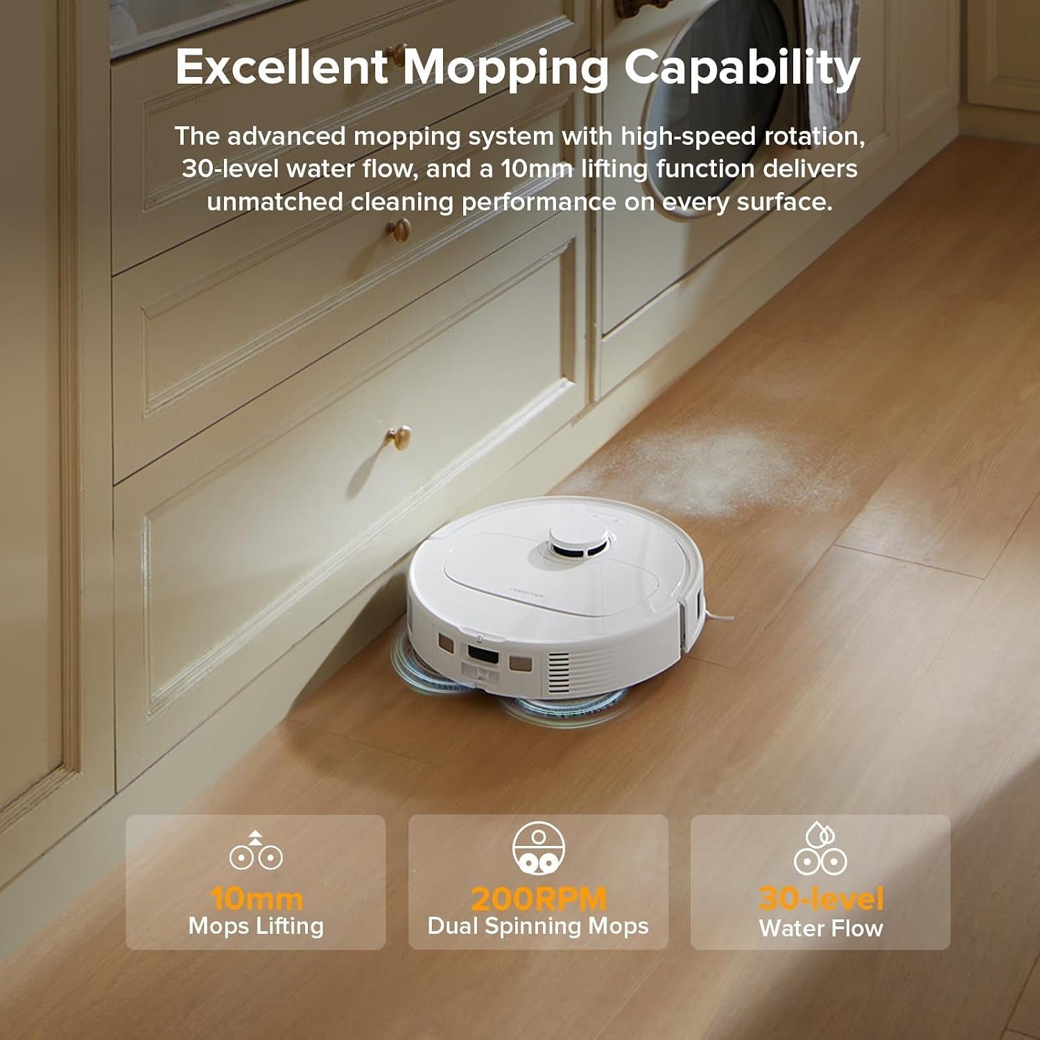 roborock QV 35A Robot Vacuum and Mop Combo – 8000Pa Suction with All-in-One Dock & Anti-Tangle Brushes – White - Image 4