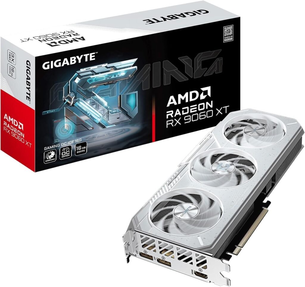 GIGABYTE Radeon RX 9060 XT Gaming OC ICE 16G Graphics Card – 16GB GDDR6 with WINDFORCE Cooling & Hawk Fan – GV-R906XGAMINGOCICE-16GD