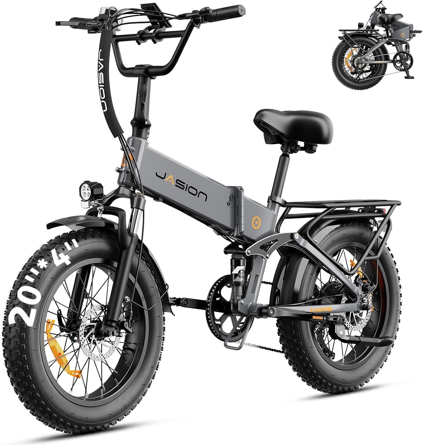 Jasion X-Hunter Folding Electric Bike – 1400W Peak Motor with 48V 13Ah Battery & 70 Mile Range – X-Hunter
