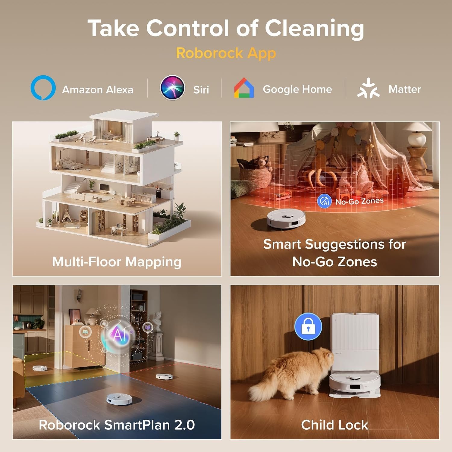 roborock Qrevo S Pro Robot Vacuum and Mop – 18,500Pa Suction with 167°F Mop Self-Cleaning & Anti-Tangle Brushes – White - Image 8