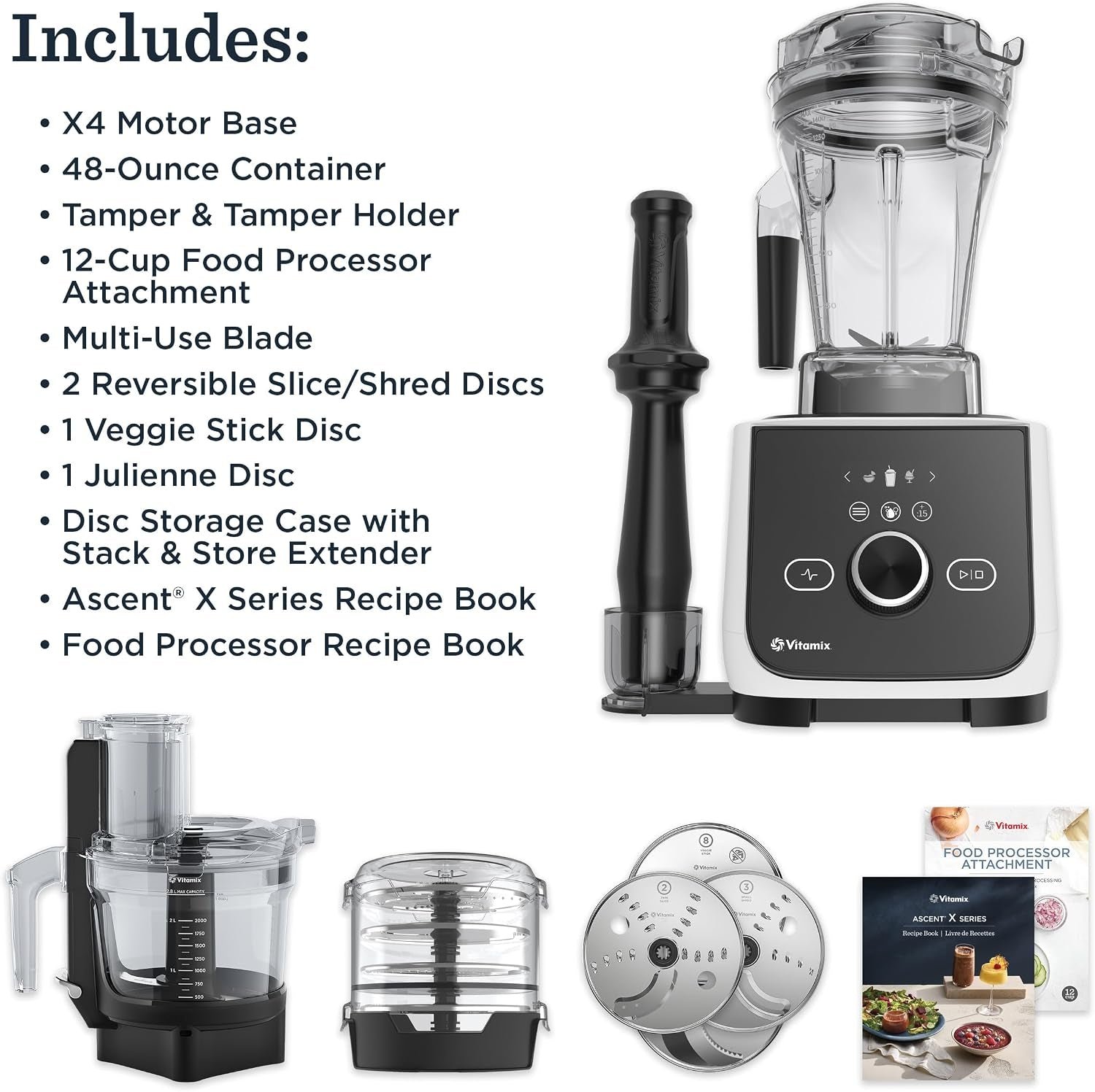 Vitamix Ascent X4 Gourmet SmartPrep Kitchen System – Blender & 12-Cup Food Processor with SELF-DETECT – 075708-100 - Image 3