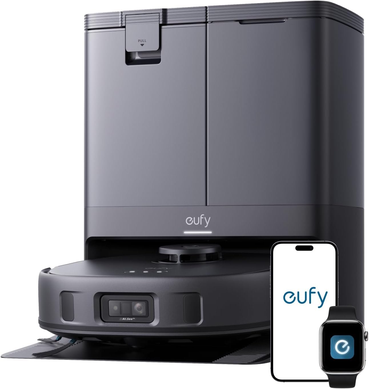 eufy X10 Pro Omni Robot Vacuum and Mop Combo – 8,000Pa Suction with Auto Mop Washing & Self-Emptying Station – T2351 (Black)