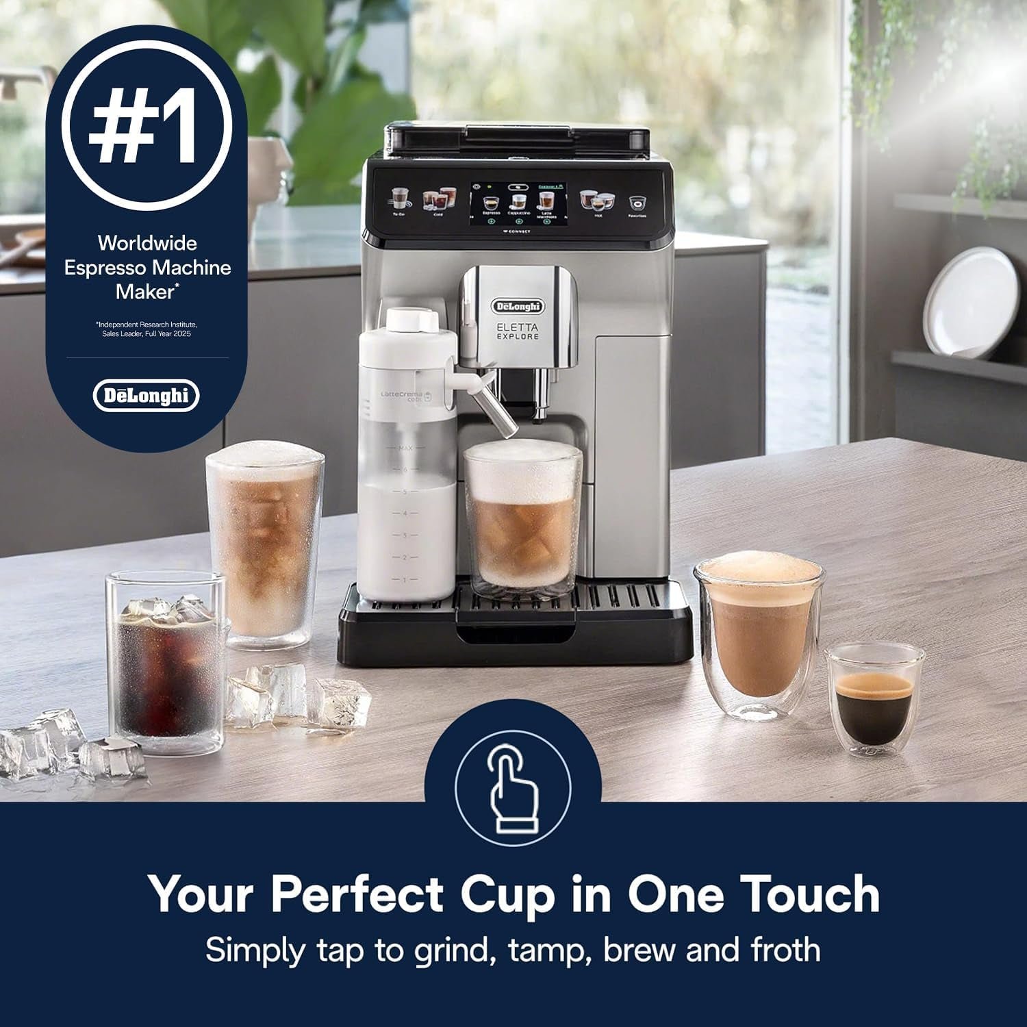 De’Longhi Eletta Explore Espresso Machine – 50+ One-Touch Recipes with Cold Brew & LatteCrema Systems – ECAM45086S - Image 2