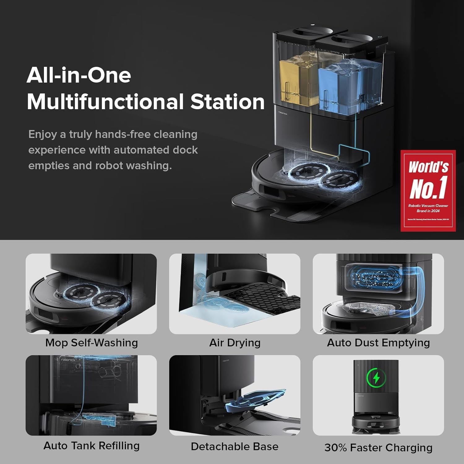 roborock Qrevo Series Robot Vacuum and Mop – 8000Pa HyperForce Suction with All-in-One Dock, Dual Spinning Mops & Reactive Tech Obstacle Avoidance – QV 35A - Image 2
