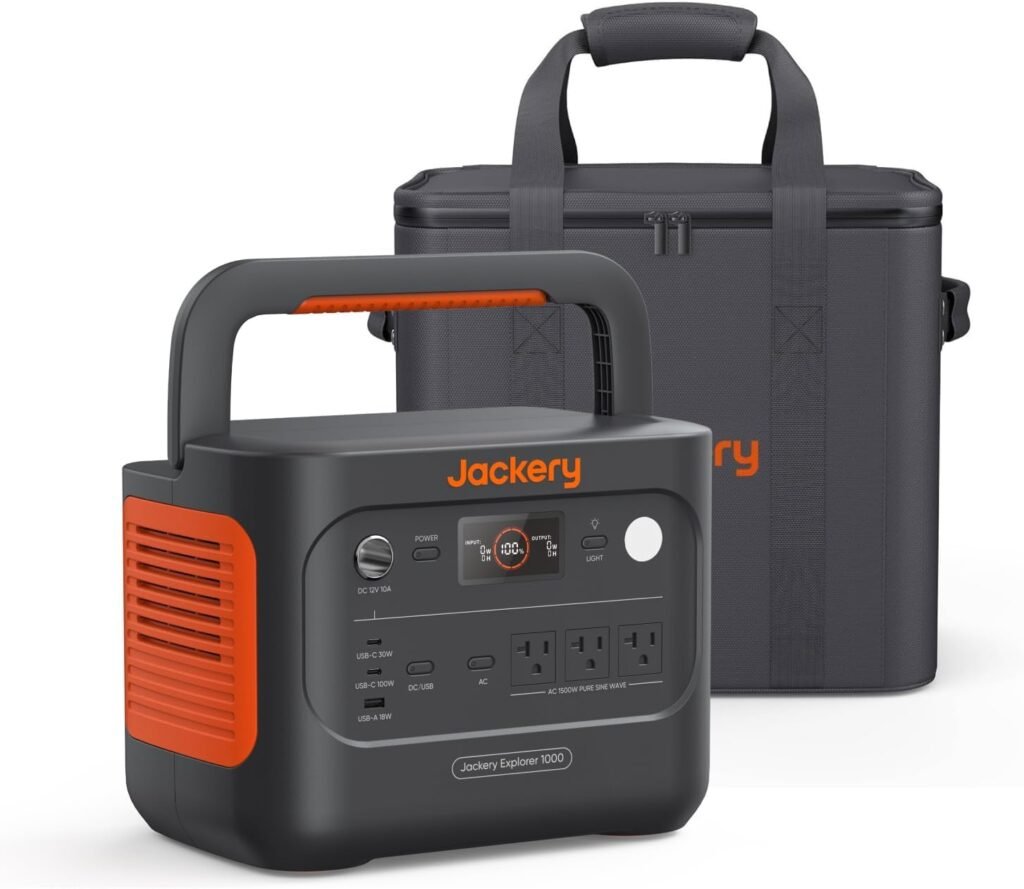 Jackery Explorer 1000 v2 Portable Power Station – 1070Wh LiFePO4 with 1500W AC Output & Carrying Bag – JE-1000D