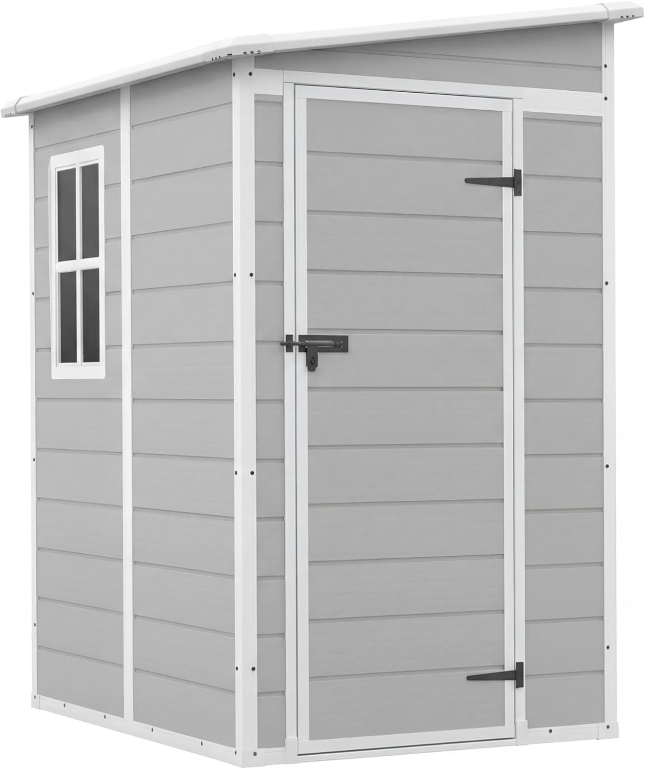 Devoko 5×4 FT Outdoor Storage Shed – Plastic Shed with Floor, Lockable Door & Window for Garden Tools & Pool Supplies - Image 5