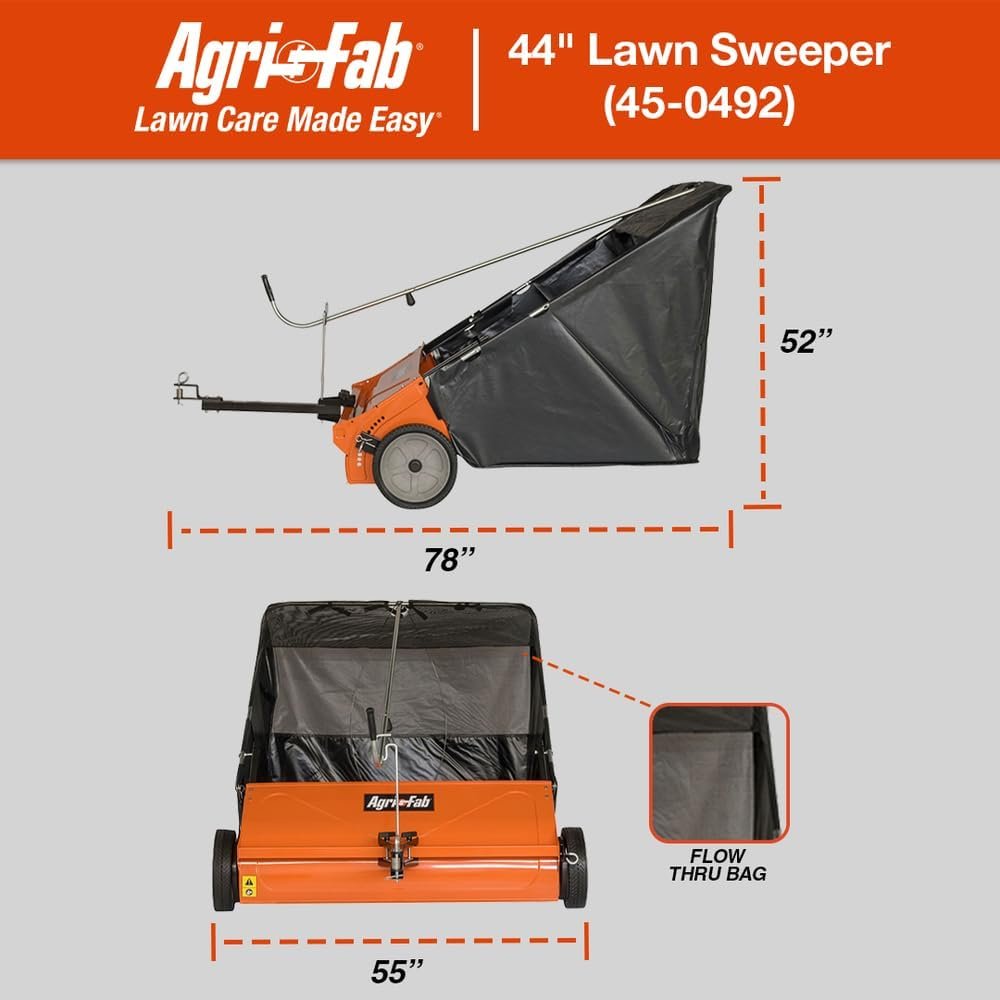 Agri-Fab 44″ Tow-Behind Lawn Sweeper with 28 cu ft Hopper Bag – 45-0492 - Image 11
