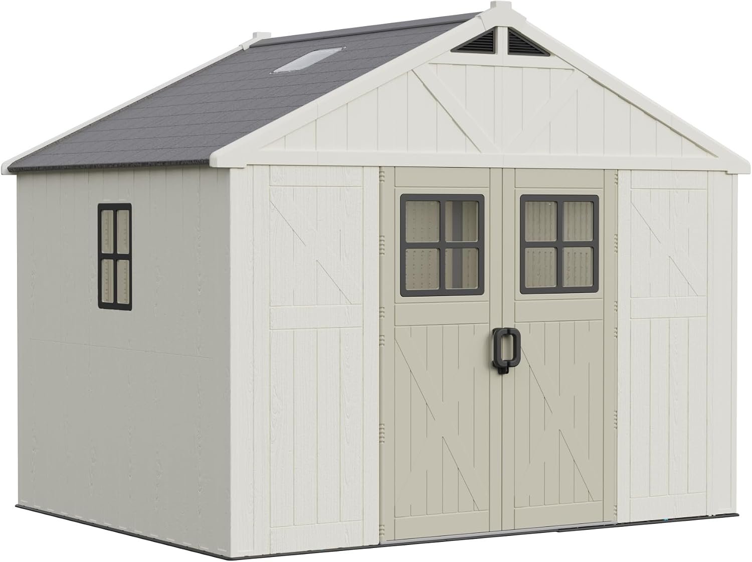 Greesum 10×8 FT Outdoor Storage Shed – Resin Shed with Floor, 3 Windows & Skylights for Garden Tools, Patio & Backyard Storage - Image 8