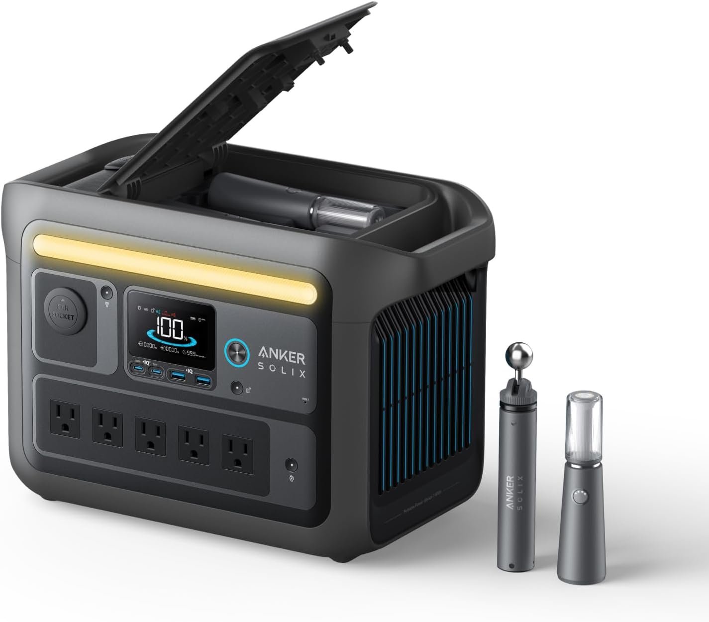 Anker SOLIX C800X Portable Power Station + 100W Solar Panel – 768Wh LiFePO4 with 1200W Output & Camping Lights – A1755 - Image 4