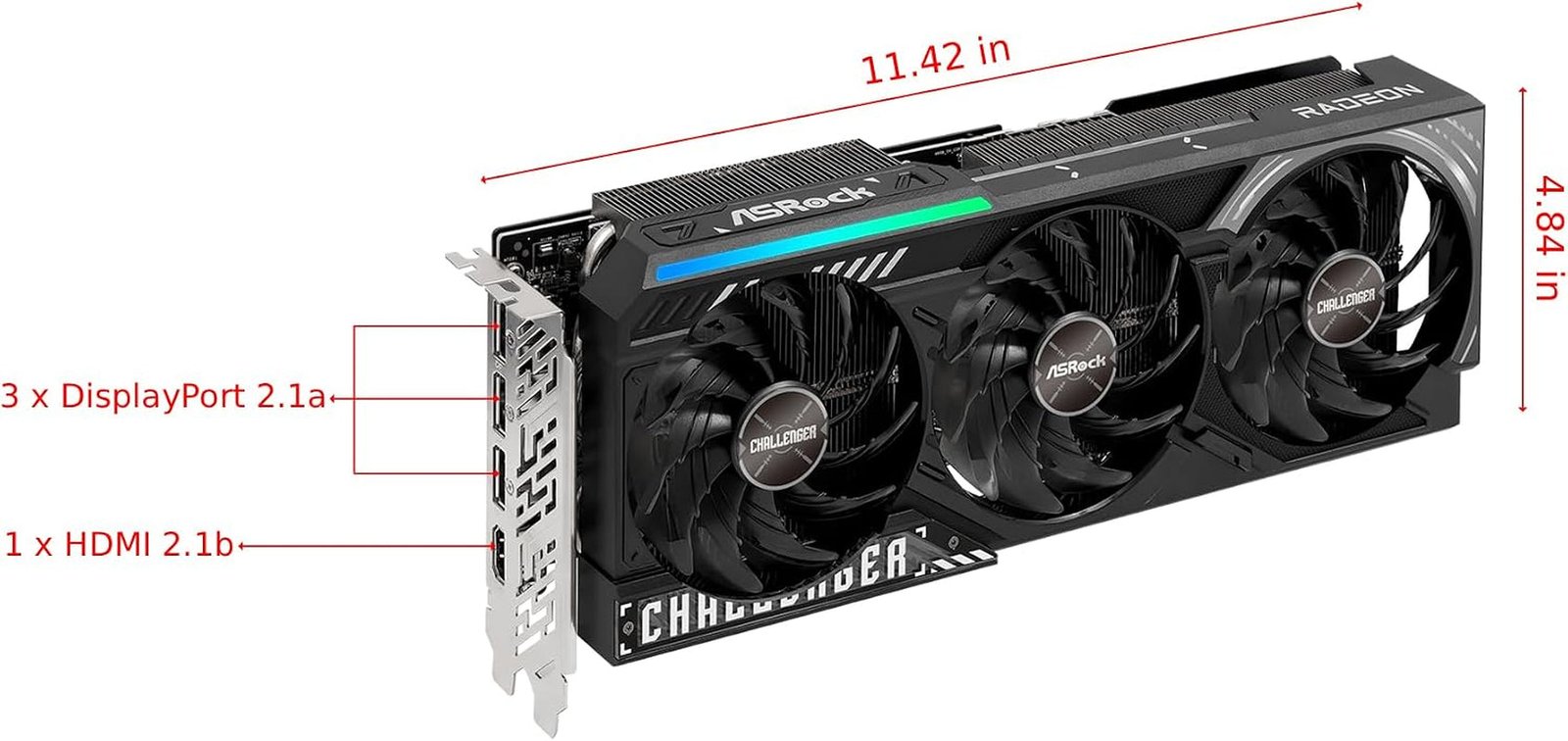 ASRock Radeon RX 9070 XT Challenger 16GB OC Graphics Card – 16GB GDDR6 with Triple Fan Cooling & 0dB Silent – RX9070XT CL 16G - Image 2