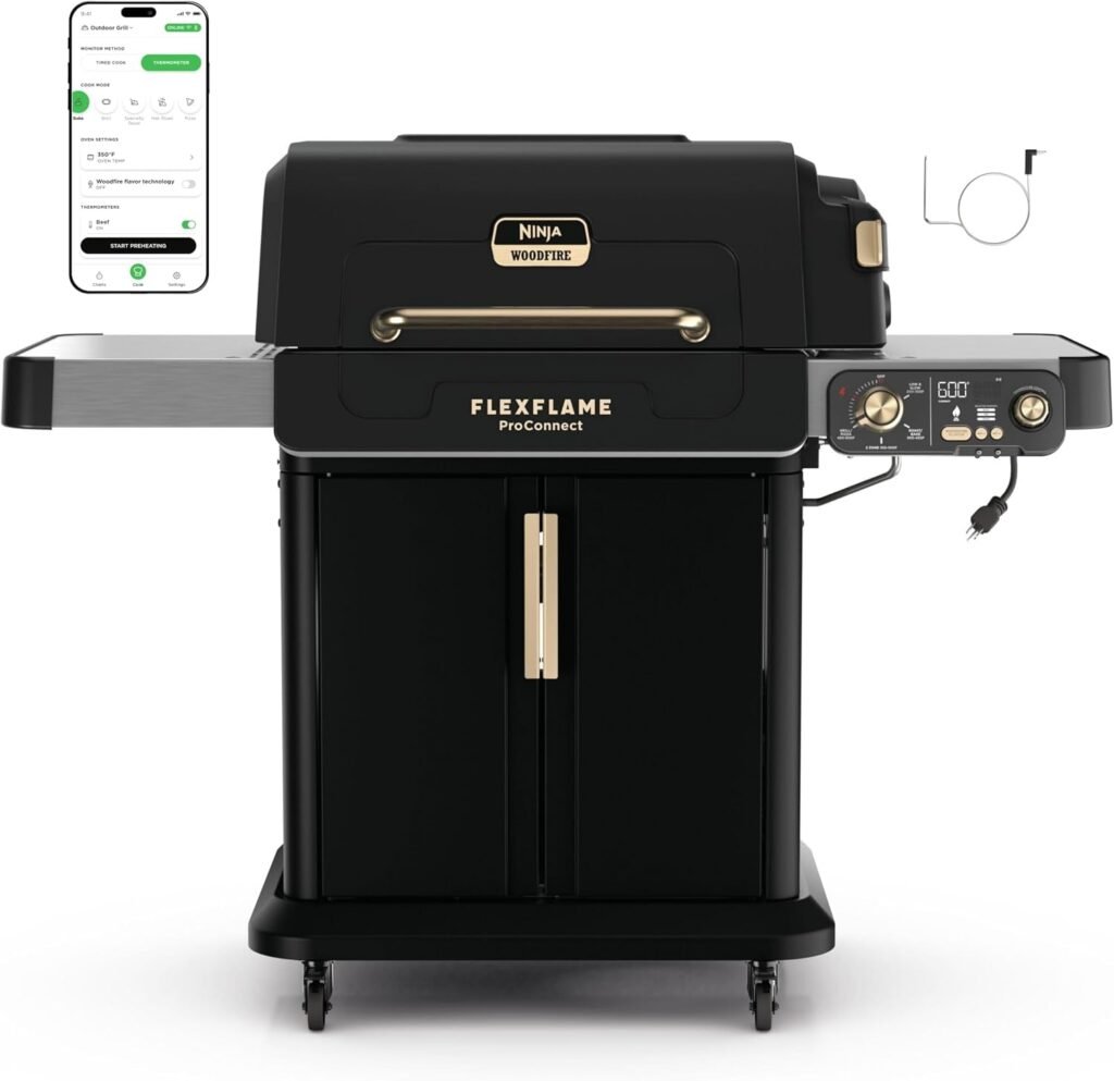 Ninja FlexFlame ProConnect Grill & Smoker – 5-in-1 Smart Cooking System with App Control & 600°F Precision – PG305