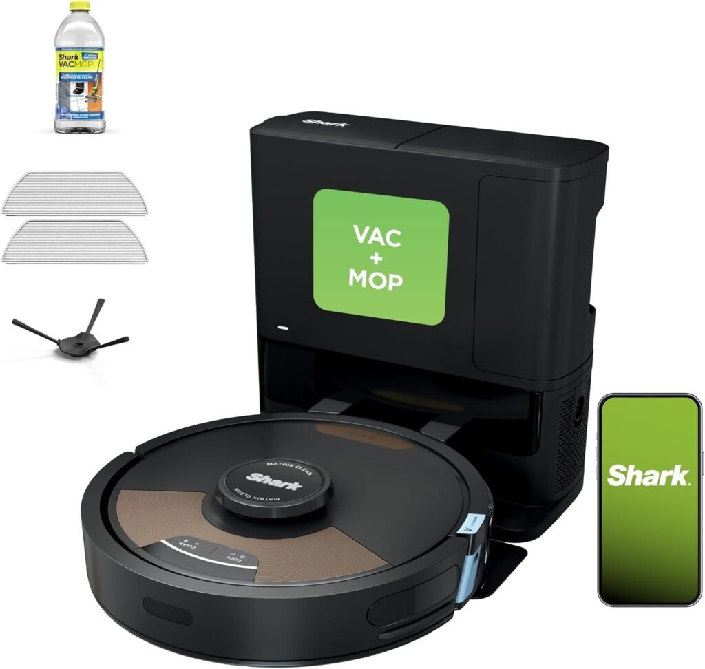 Shark Matrix Plus 2-in-1 Robot Vacuum & Mop – Sonic Mopping with HEPA 60-Day Self-Empty Base & CleanEdge – AV2613WA