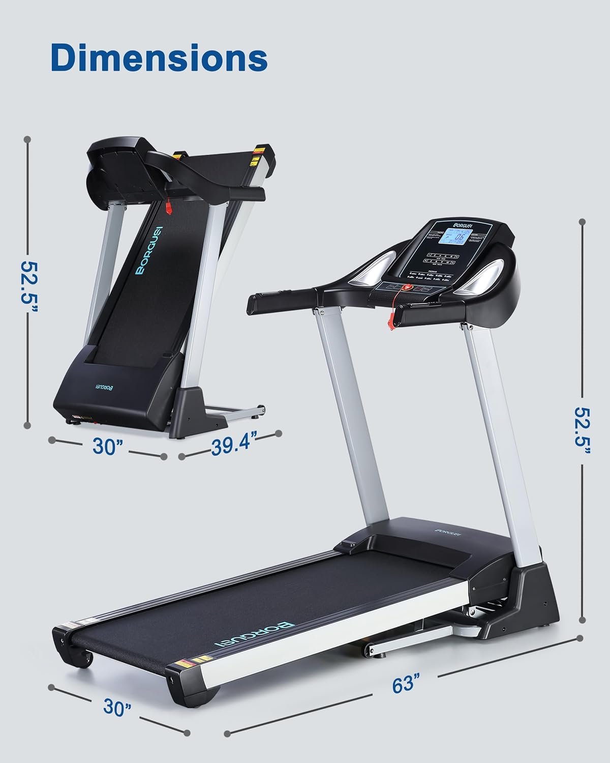 BORGUSI CTM5104L Treadmill – 15% Auto Incline with 20″ Wide Belt & 350 lb Capacity – CTM5104L - Image 8