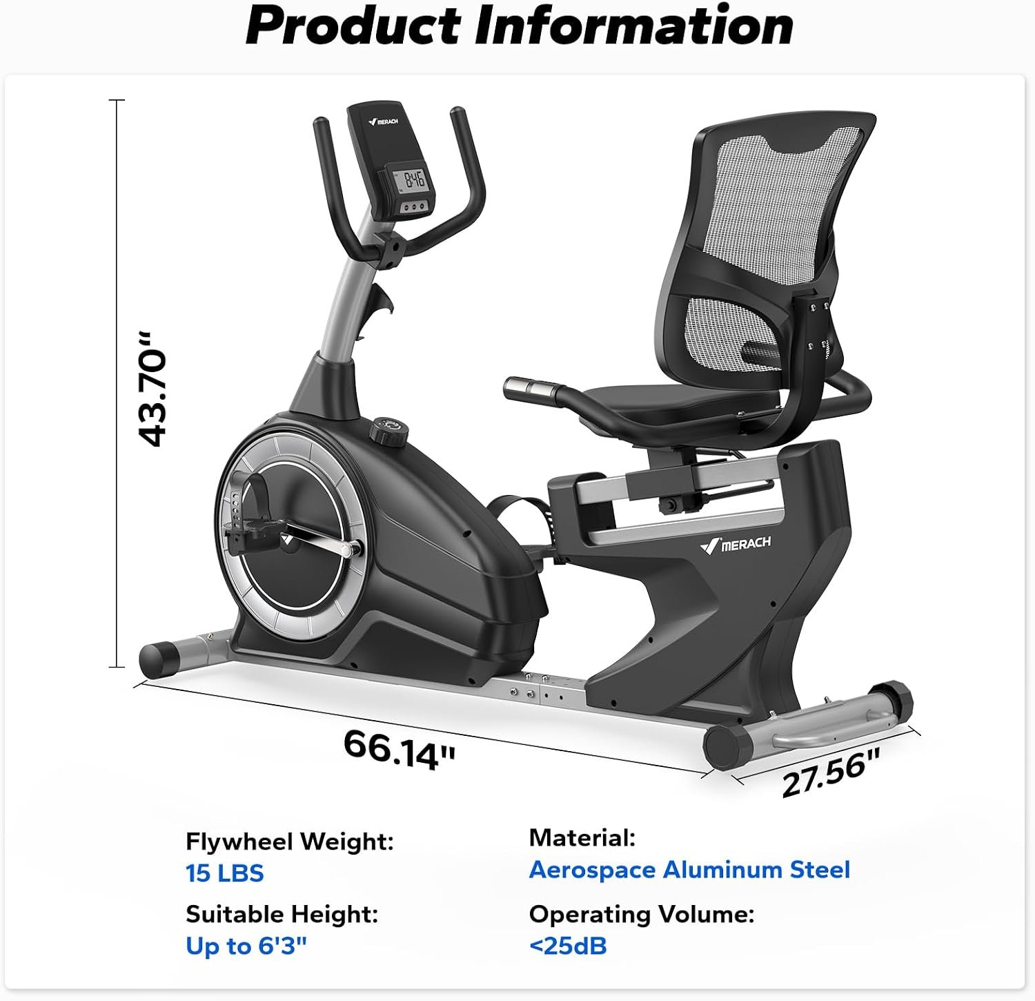 MERACH Recumbent Exercise Bike with Magnetic Resistance & App Connectivity - Image 7