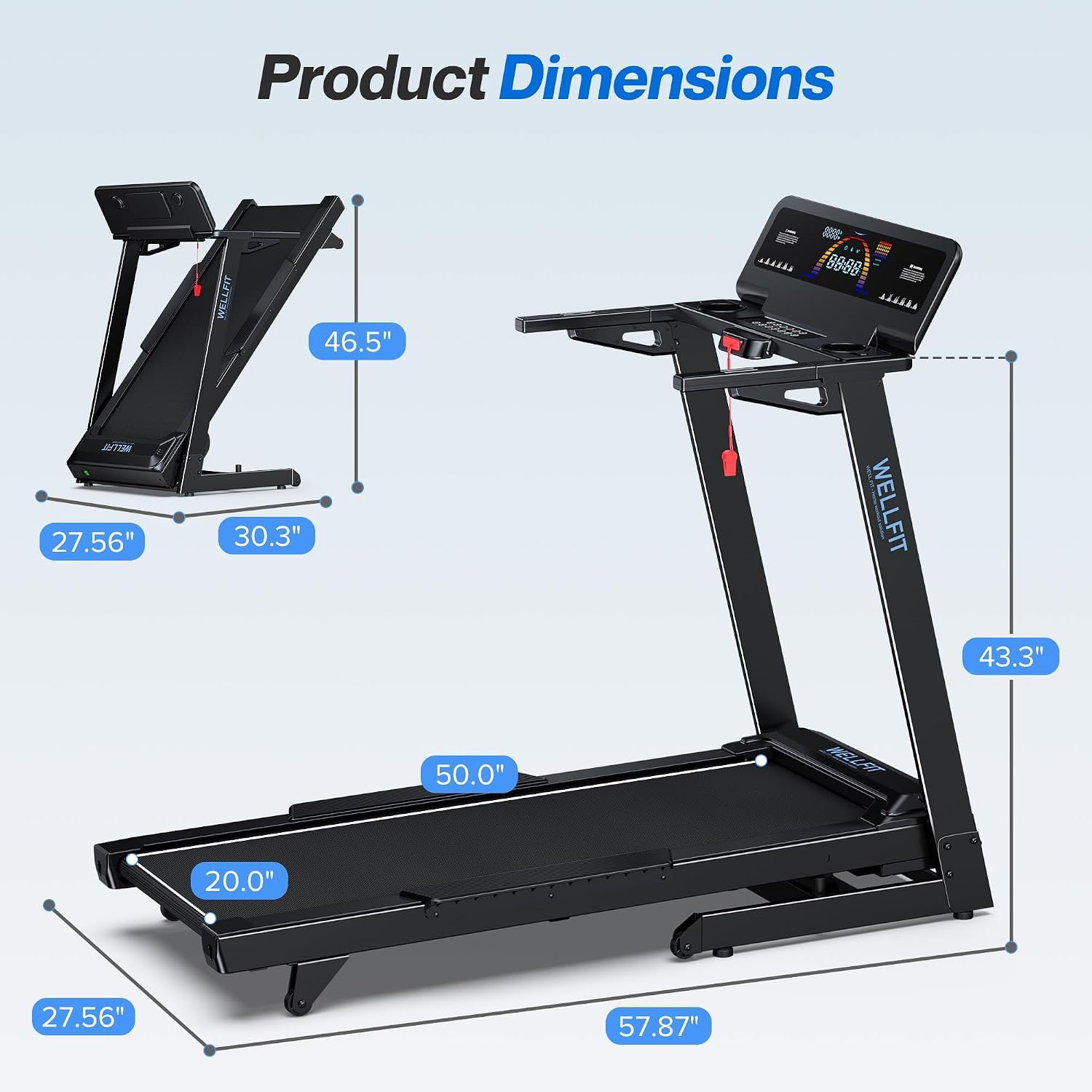 WELLFIT Treadmill with 15% Auto Incline – 5.0HP Motor & 500 lb Capacity – TM029FOLD - Image 8