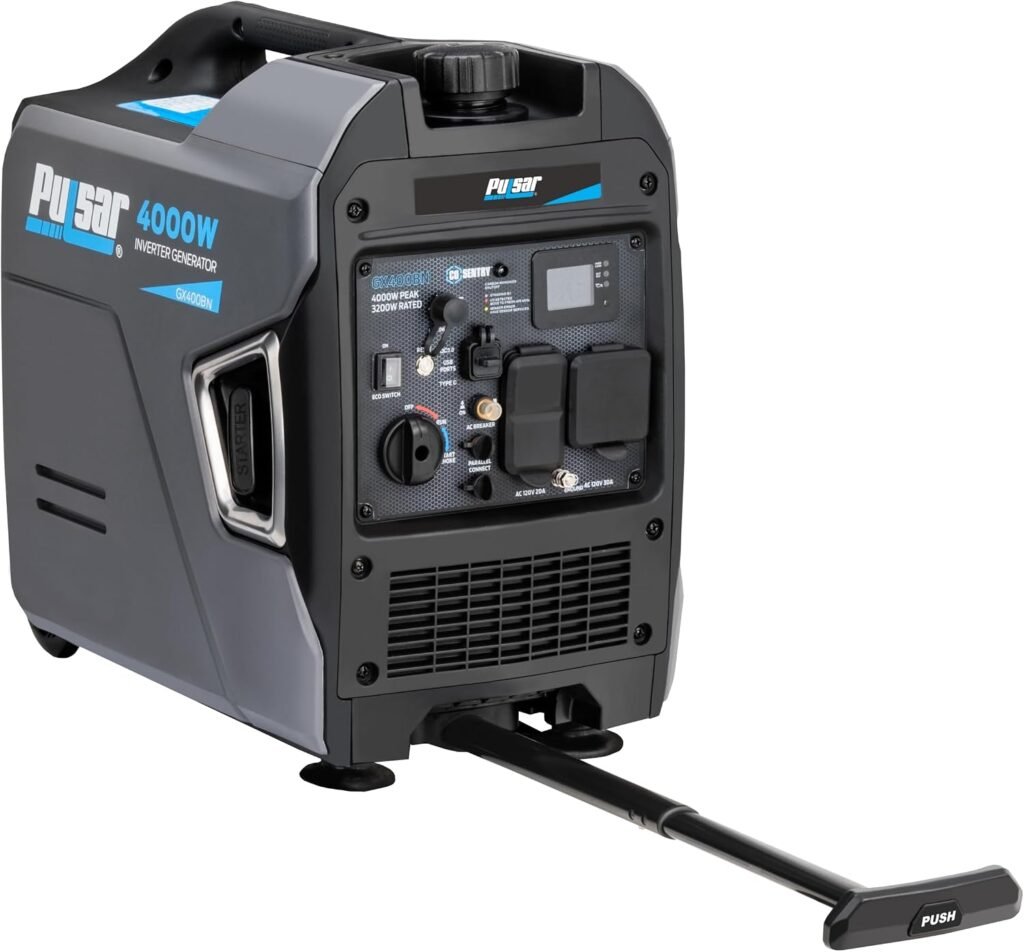 Pulsar GX400BN Dual Fuel Inverter Generator – 4000W Gas/3600W Propane with CO Sentry & Handle/Wheels – GX400BN