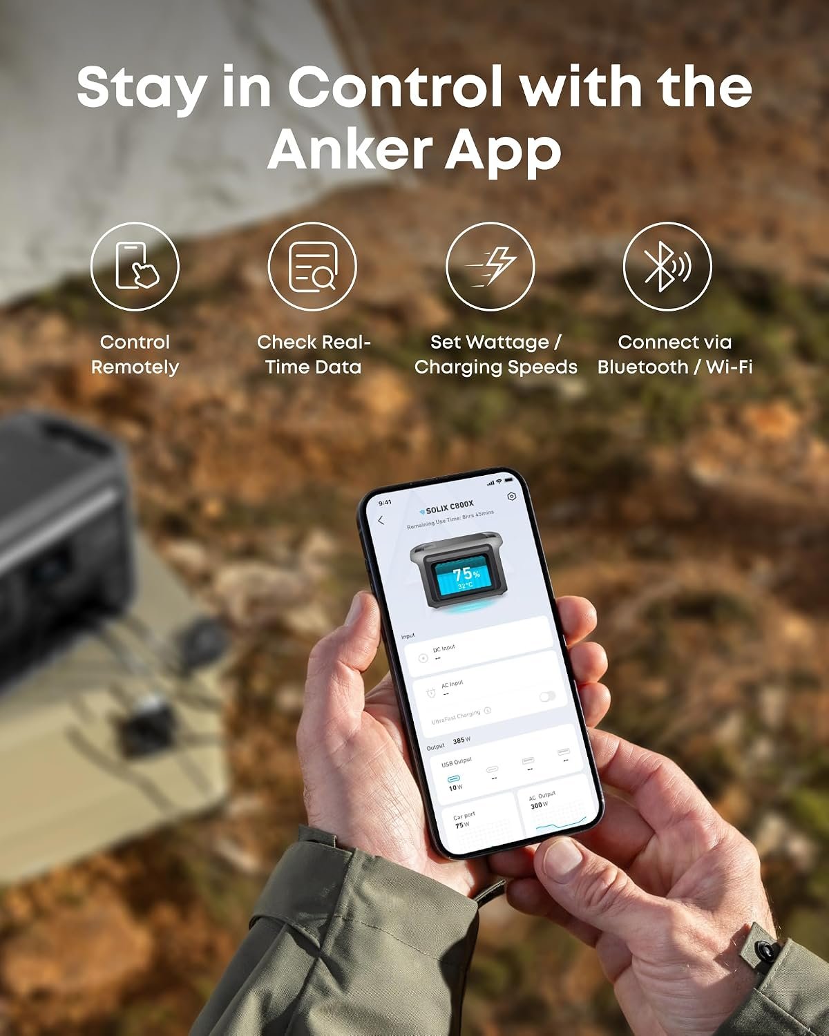 Anker SOLIX C800X Portable Power Station + 100W Solar Panel – 768Wh LiFePO4 with 1200W Output & Camping Lights – A1755 - Image 9
