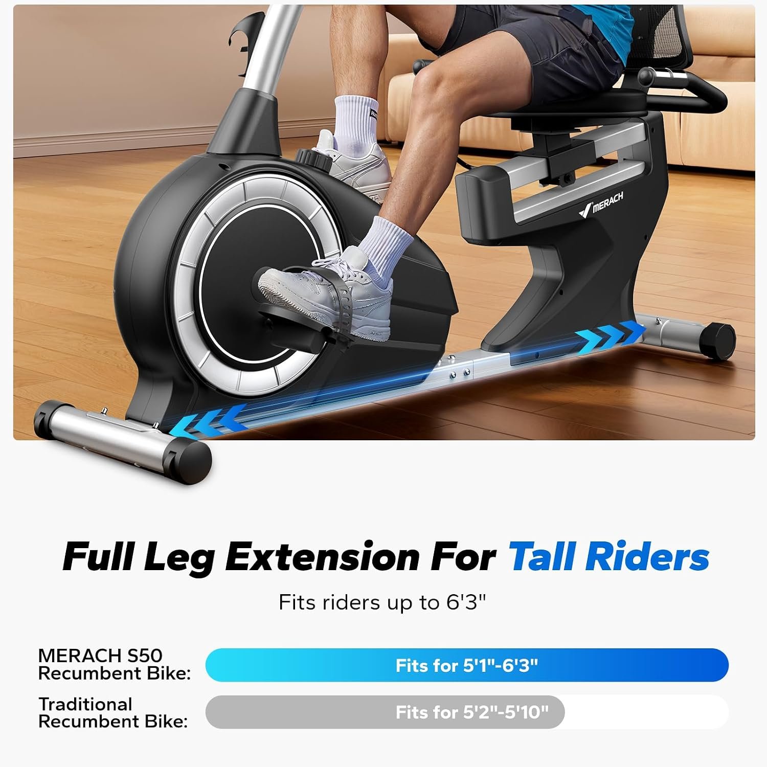 MERACH Recumbent Exercise Bike with Magnetic Resistance & App Connectivity - Image 3