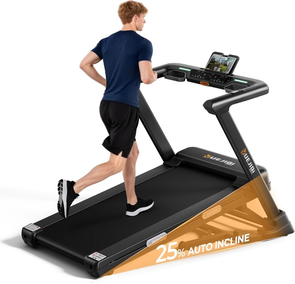 Yuejiqi 7210 Treadmill with 25% Auto Incline – 4.0HP Motor & 10 MPH – 7210