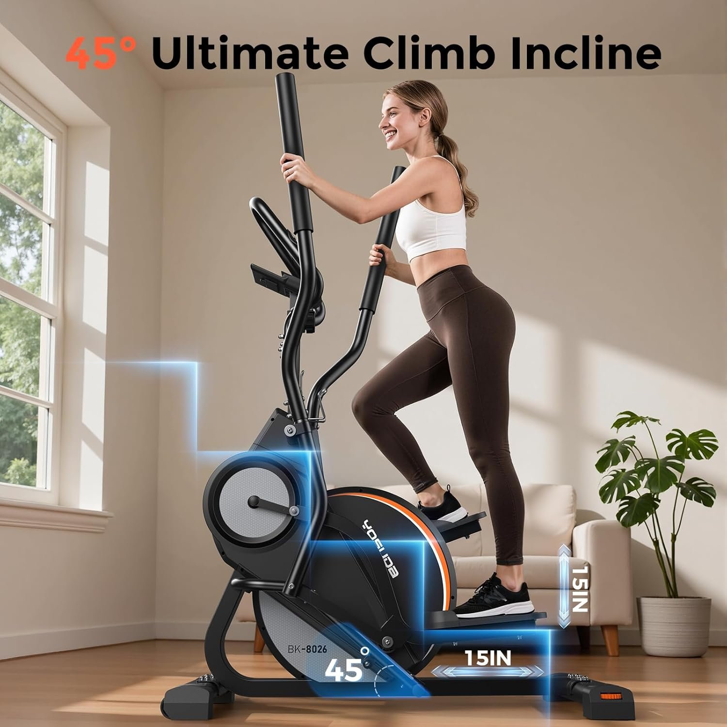 YOSUDA DSJ-01 Elliptical Machine – 3-in-1 with 45° Incline & 16 Resistance Levels – DSJ-01 - Image 4