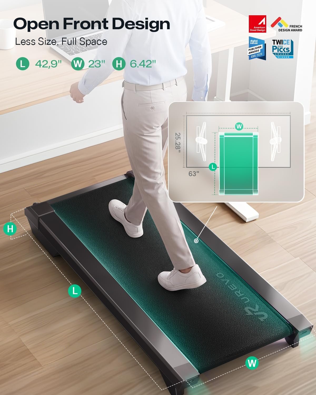 UREVO CyberPad Smart Walking Pad with 14% Auto Incline & Brushless Motor – URTM051 - Image 7