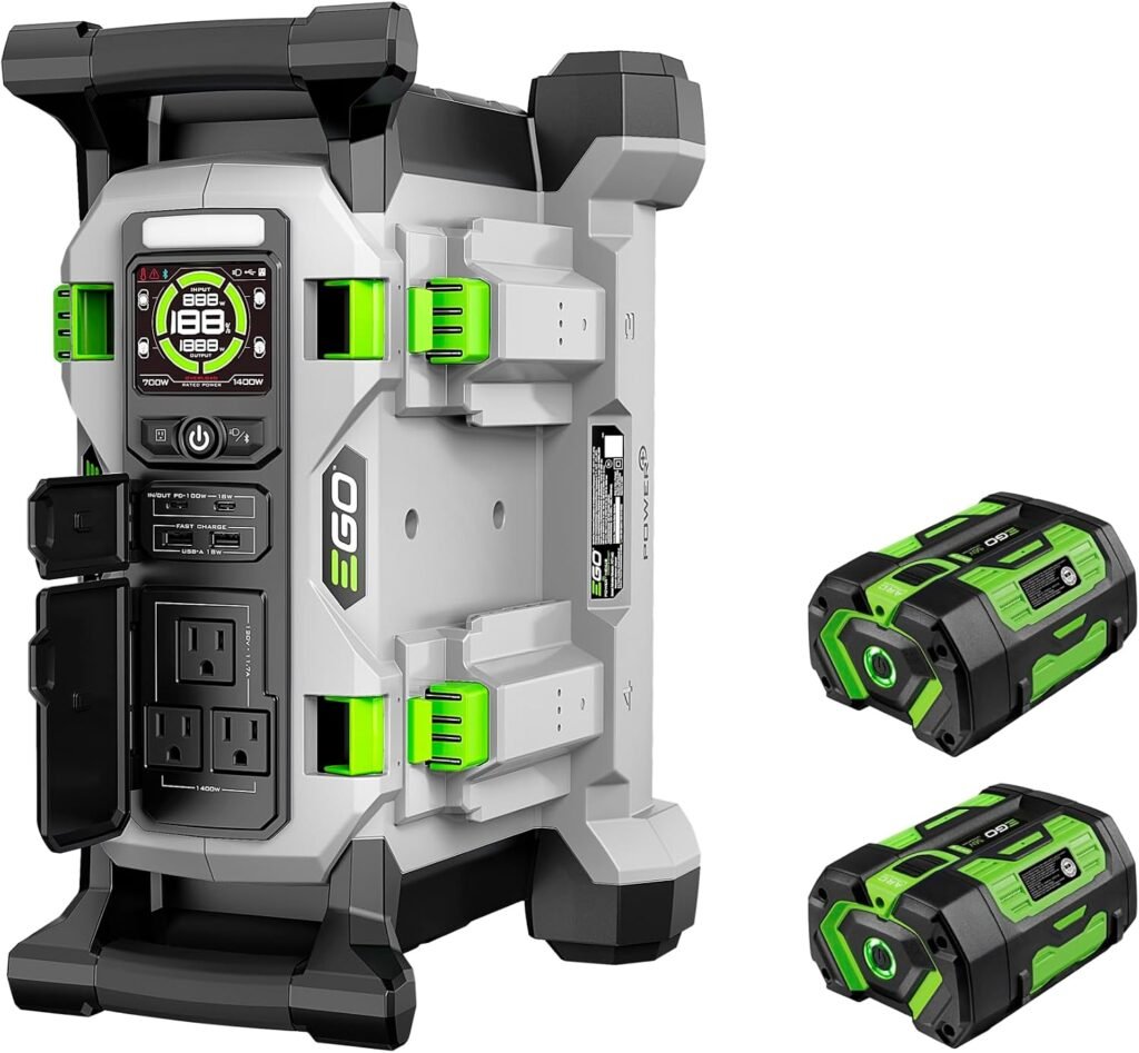 EGO POWER+ NEXUS 1400W Portable Power Station - Battery-Powered Inverter with 2× 6.0Ah Batteries & Charger - PST1405-2
