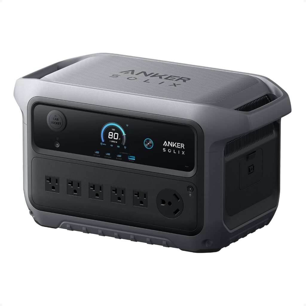 Anker SOLIX C2000 Gen 2 Portable Power Station – 2,048Wh LiFePO4 Expandable to 4kWh with 2,400W Output & 800W Alternator Charging – A1783
