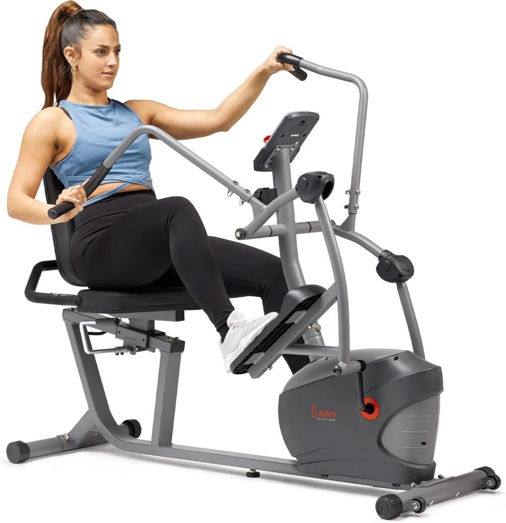 Sunny Health & Fitness Recumbent Cross Trainer with 8 Resistance Levels & SunnyFit App – SF-RBE420035