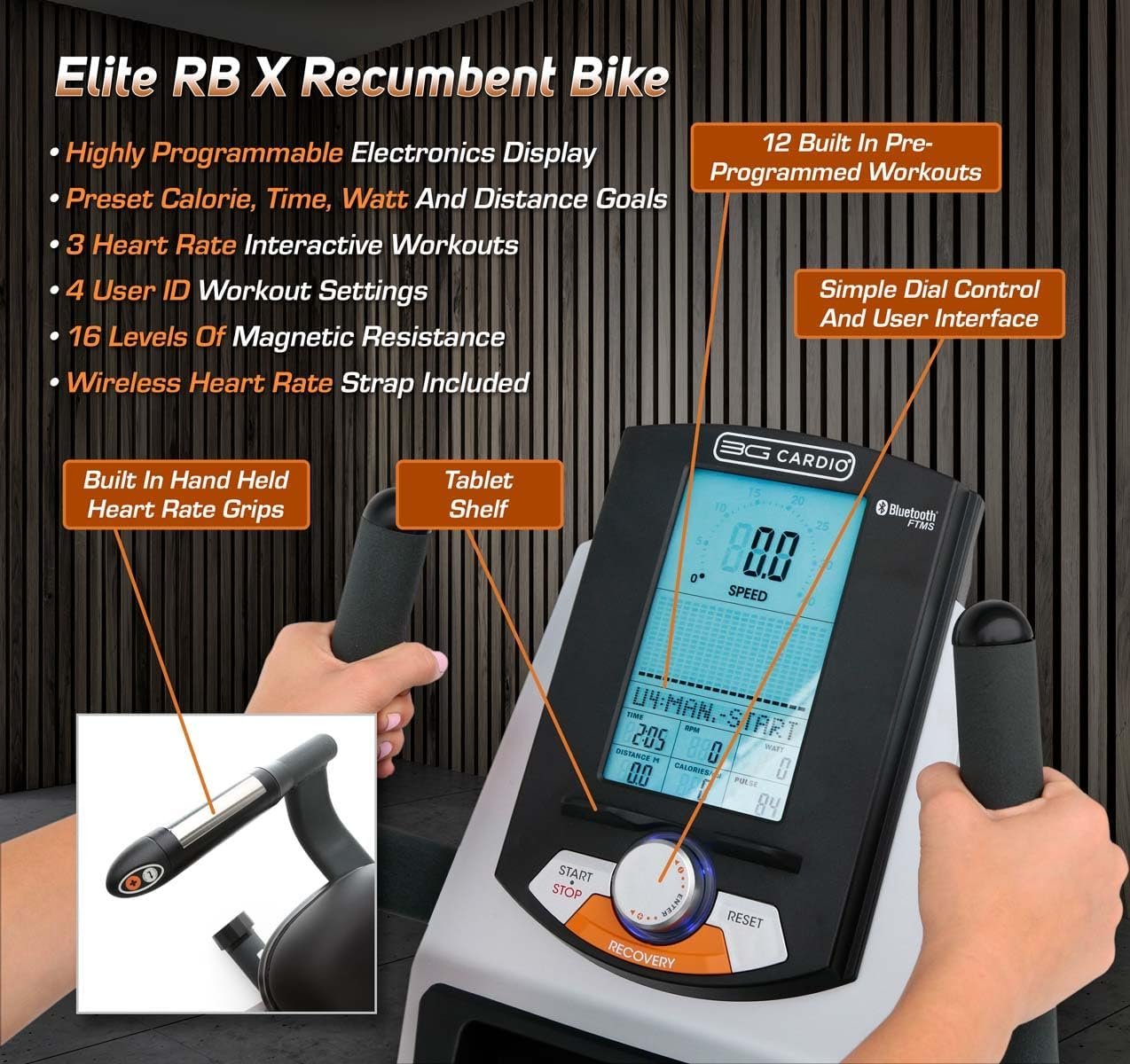 3G Cardio Elite RB Recumbent Exercise Bike with 16 Resistance Levels & FTMS Bluetooth – Elite RB - Image 5
