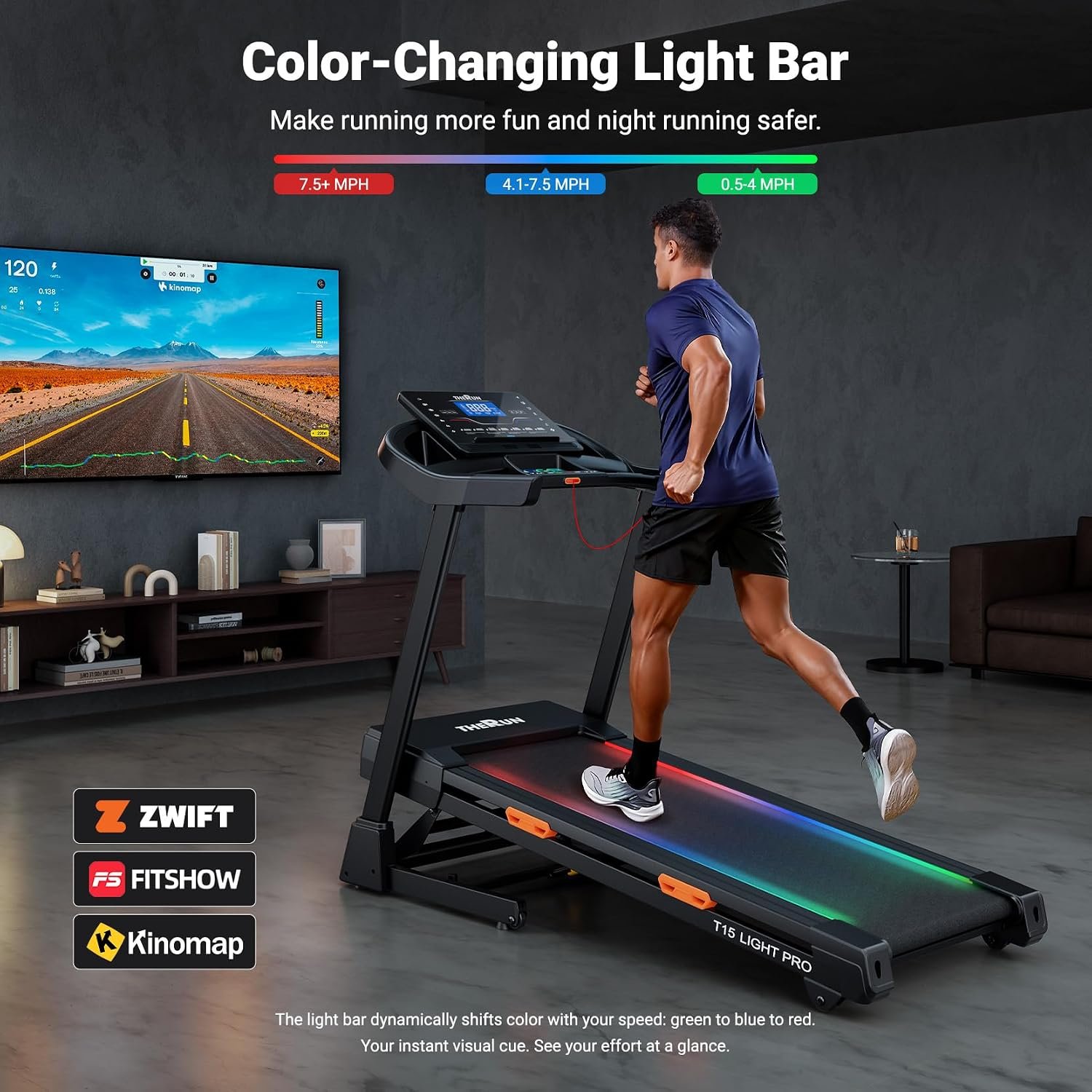 THERUN T15 Series Treadmill – 20% Auto Incline with 12 MPH & 55″ Deck – T15 Series - Image 4