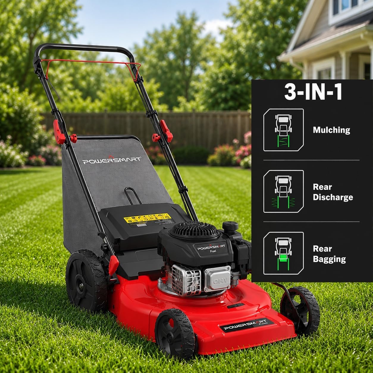 PowerSmart 21″ Gas Self-Propelled Lawn Mower with 170cc Engine & 3-in-1 Cutting – V8721S1-2 - Image 3
